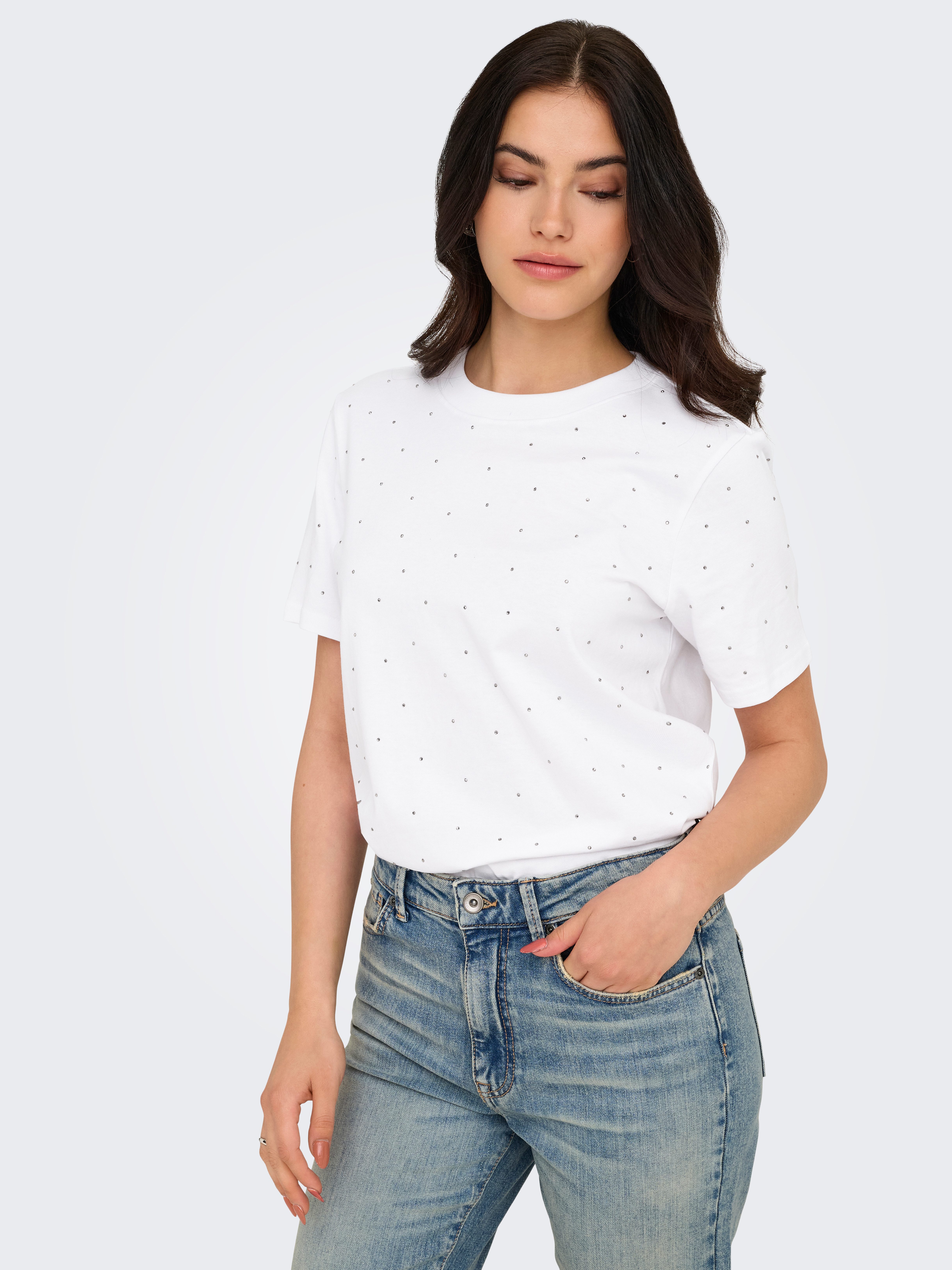 ONLY Kurzarmshirt ONLMONJA S/S STUDS TEE JRS mit Glitzer-Effekt günstig online kaufen