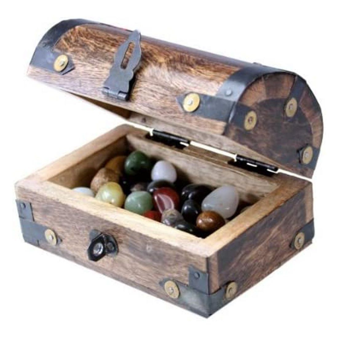 BestSaller Kinderbogenset Piraten Schatztruhe gefüllt mit 150g Halbedelsteinen, 11x7x9 cm