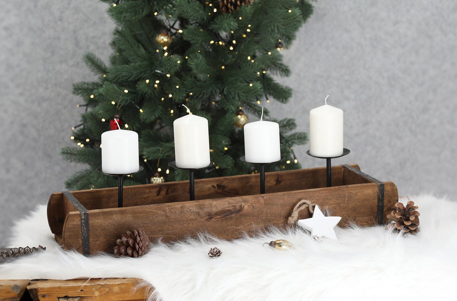 Spetebo Kerzenständer Ziegelform Adventsleuchter 30 cm für 4 Stumpenkerzen günstig online kaufen