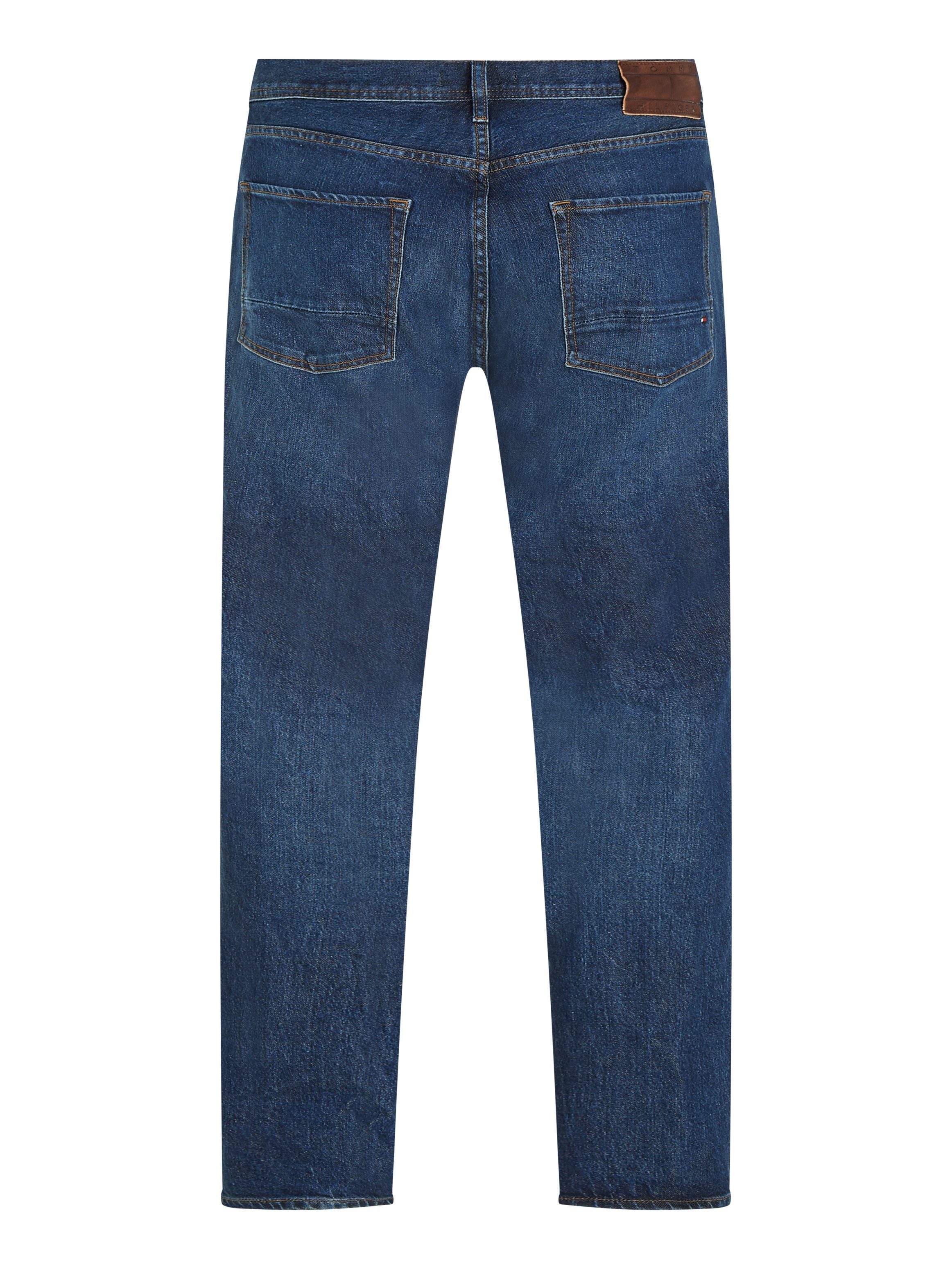 STR Straight-Jeans Bundabschluss STRAIGHT Tommy Hilfiger CHARLES indigo mit Leder-Batch BLUE DENTON hinteren am rouse Hilfiger Tommy