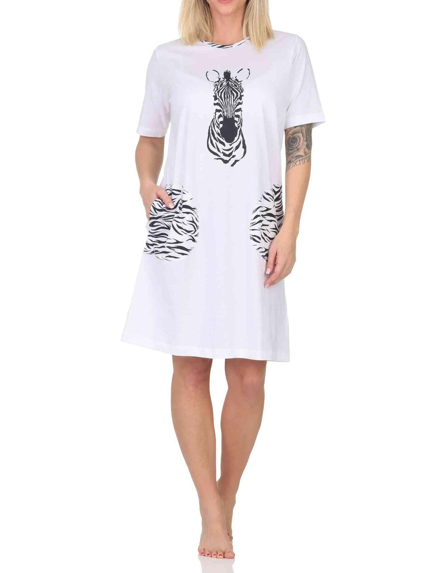 Normann Nachthemd Normann Damen kurzarm Nachthemd mit Tiermotiv - auch in Übergröße