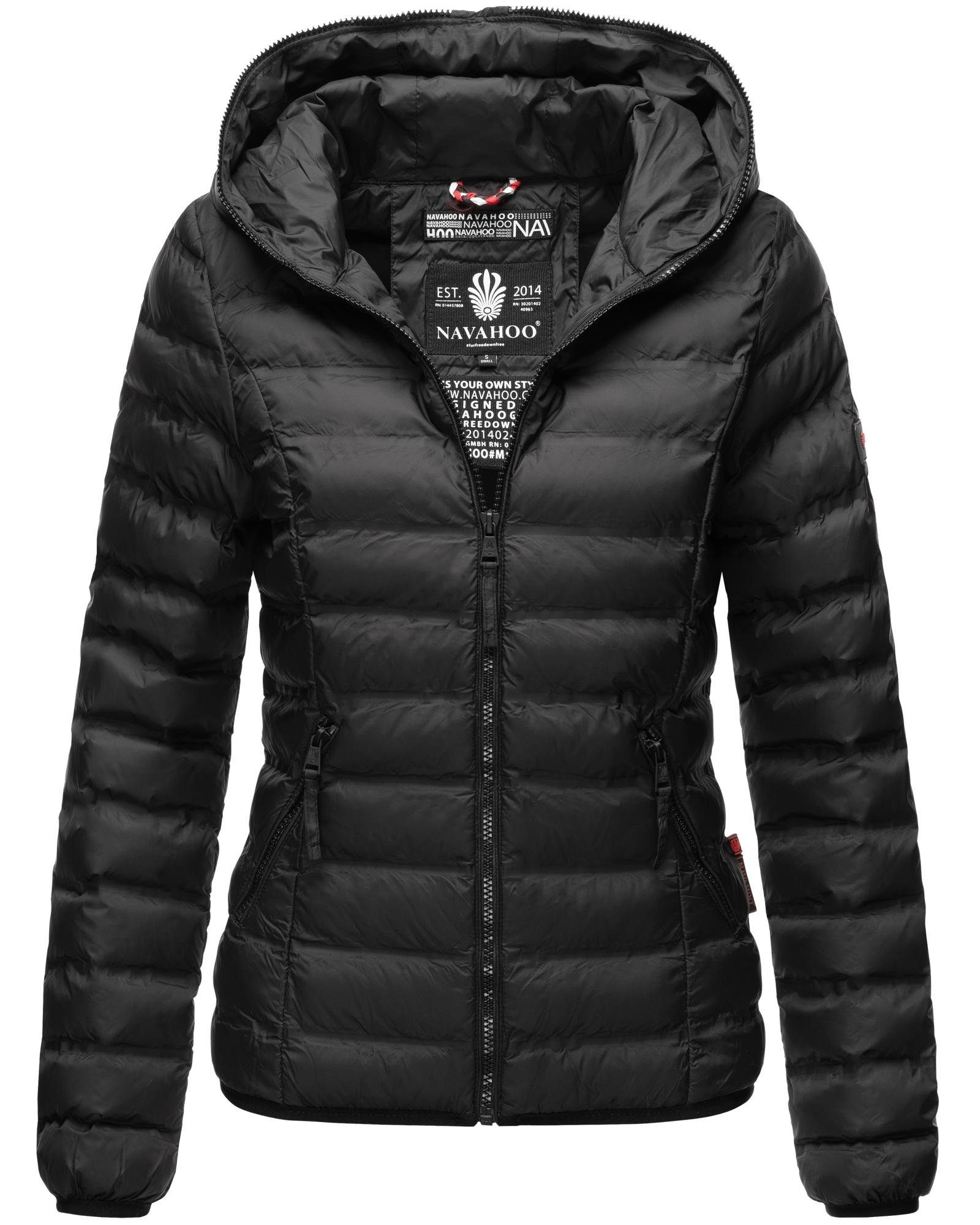 Navahoo Steppjacke Neevia modische Damen Übergangsjacke mit Kapuze schwarz