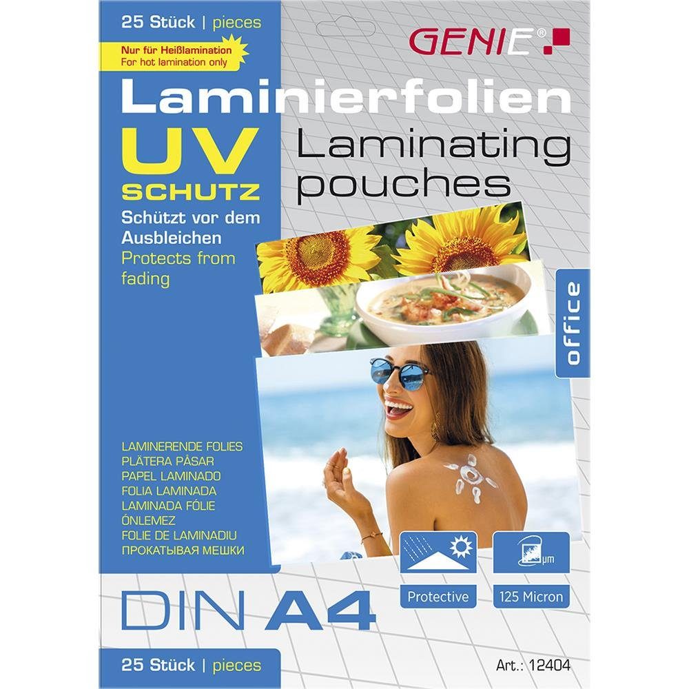 GENIE Schutzfolie Фольга для ламинирования, DIN A4, UV beständig, 25er Pack, für Laminiergerät
