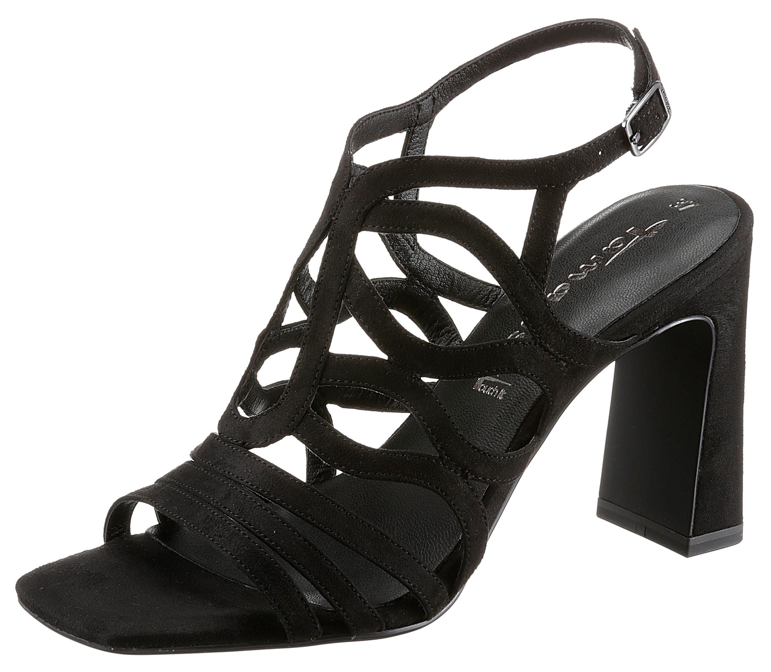 Tamaris High-Heel-Sandalette modischer schwarz mit Karreeform
