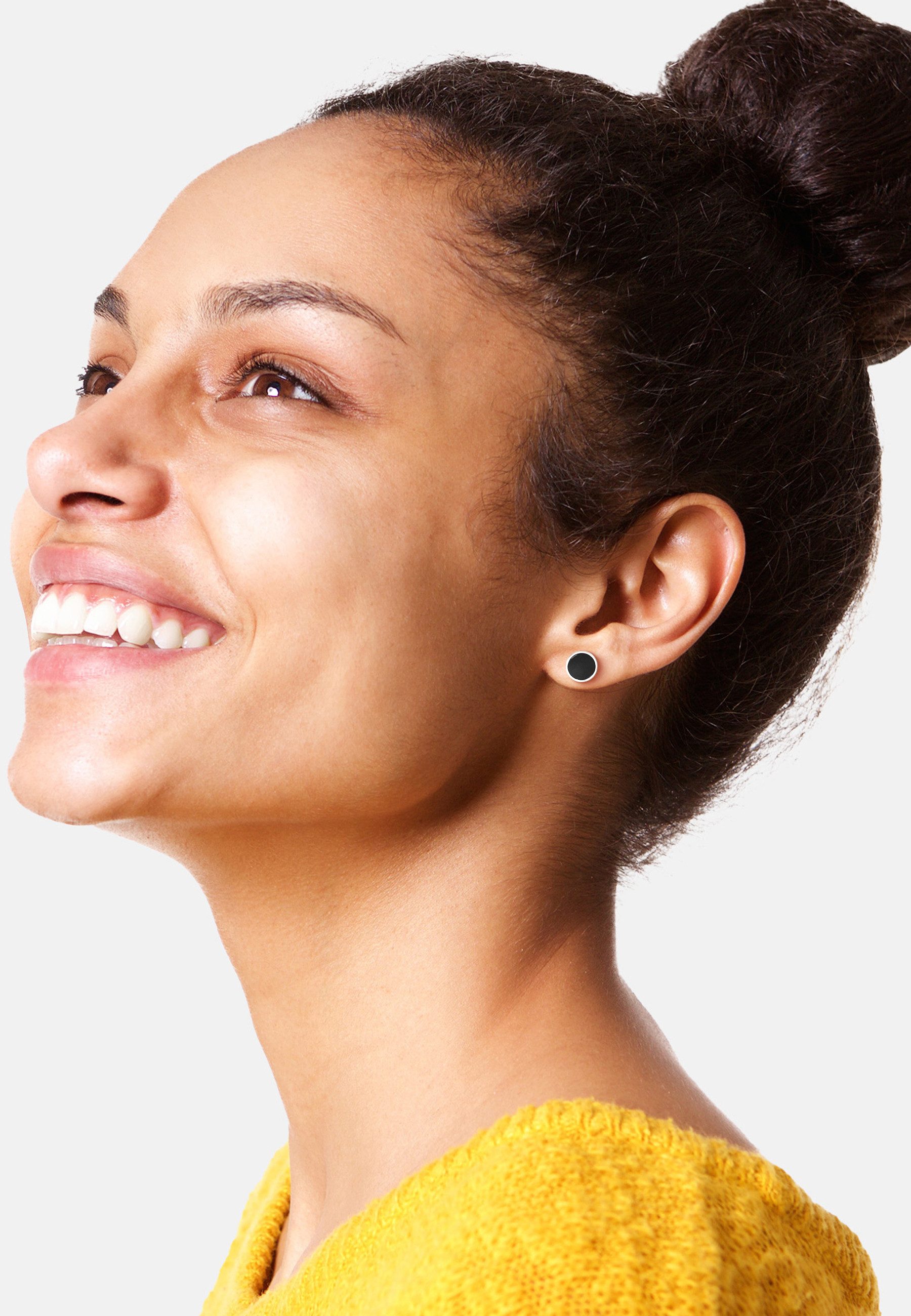 Sofia Milani Paar Ohrstecker Schwarzer Kreis, 925 Silber Damen Schmuck - E2 günstig online kaufen