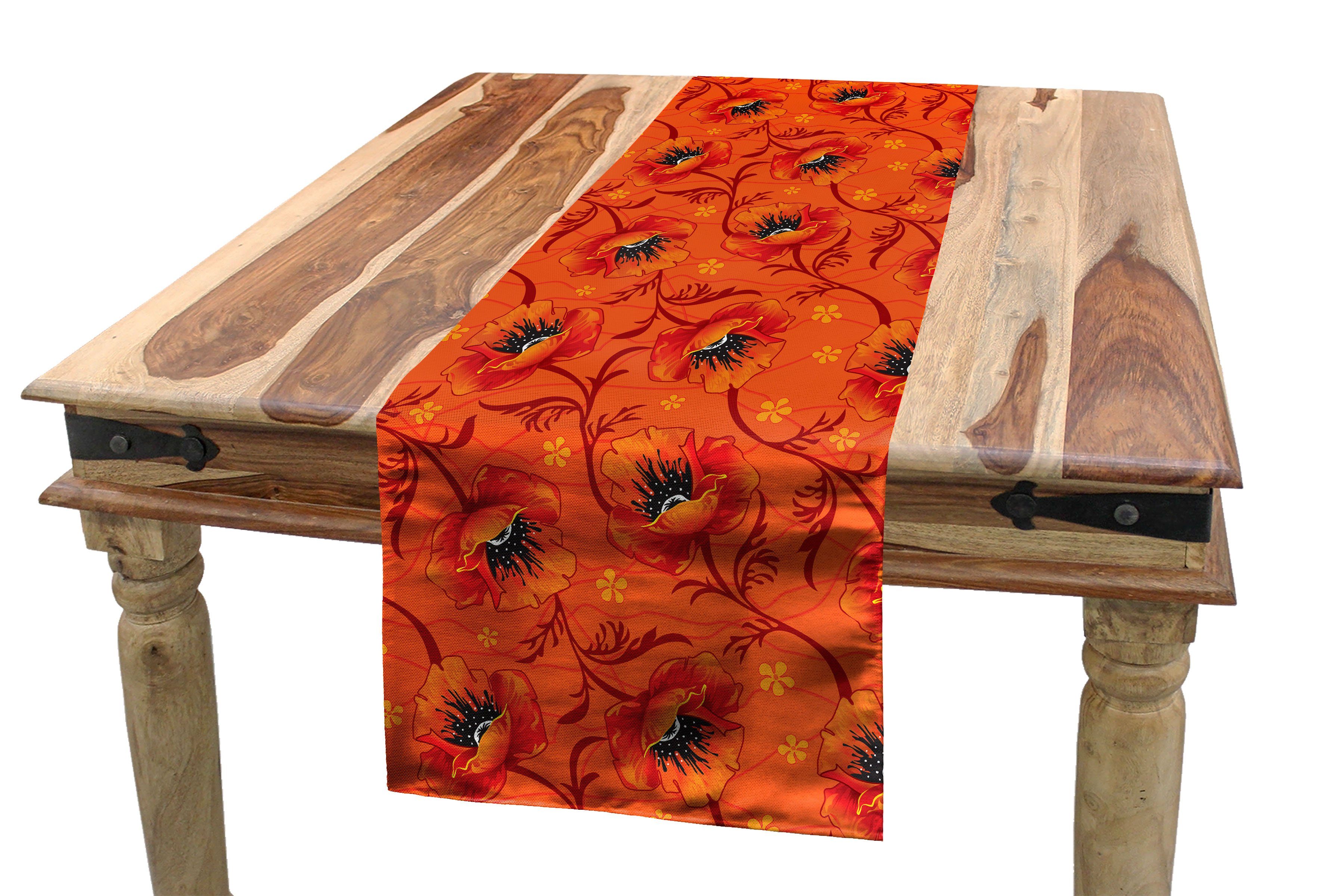 Abakuhaus Tischläufer Esszimmer Küche Rechteckiger Dekorativer Tischläufer, Orange Mohnblumen-Blumen Romantik