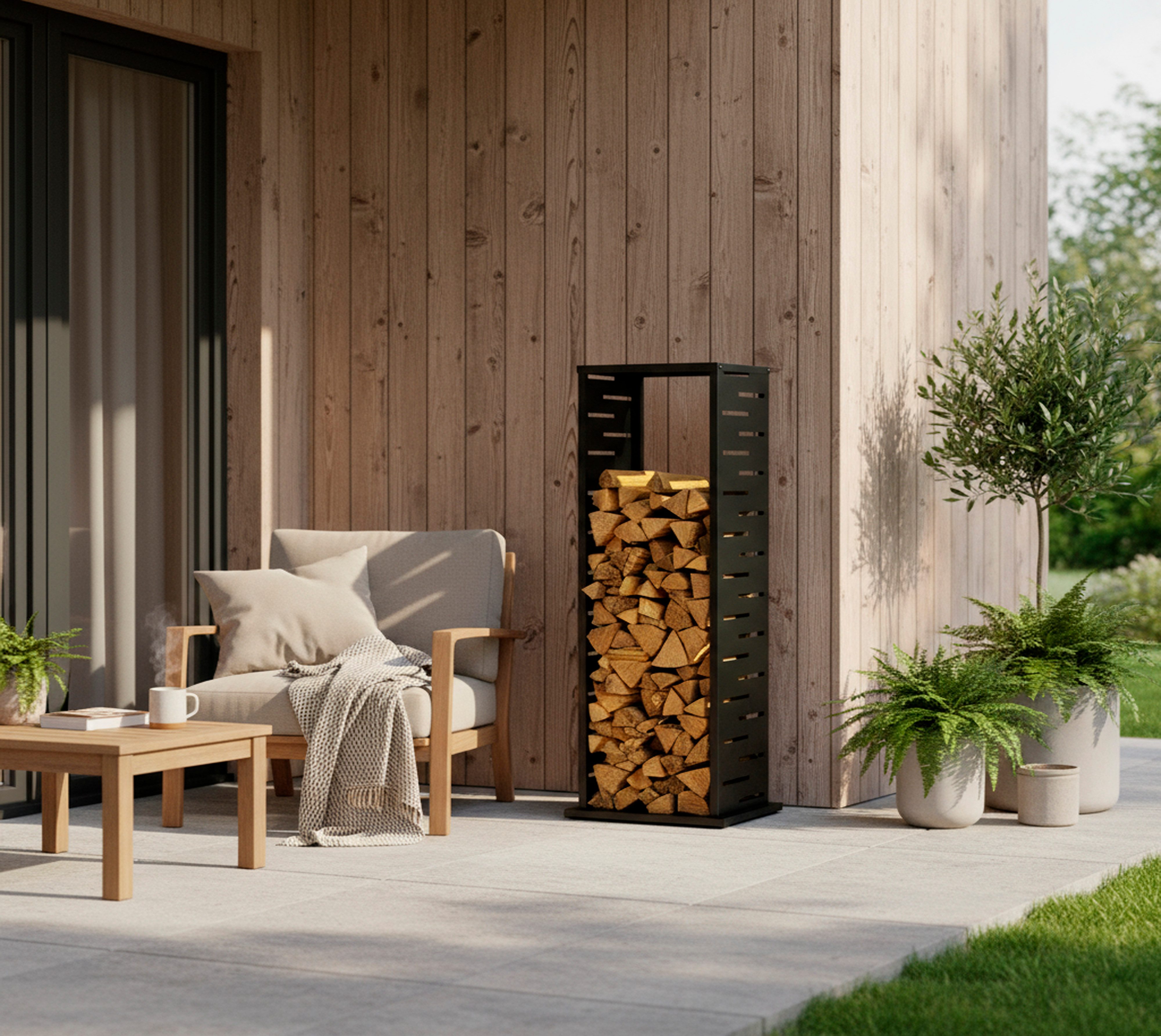 WESTMANN Kaminholzregal Luma Grid, BxTxH:37,5x37,5x112 cm