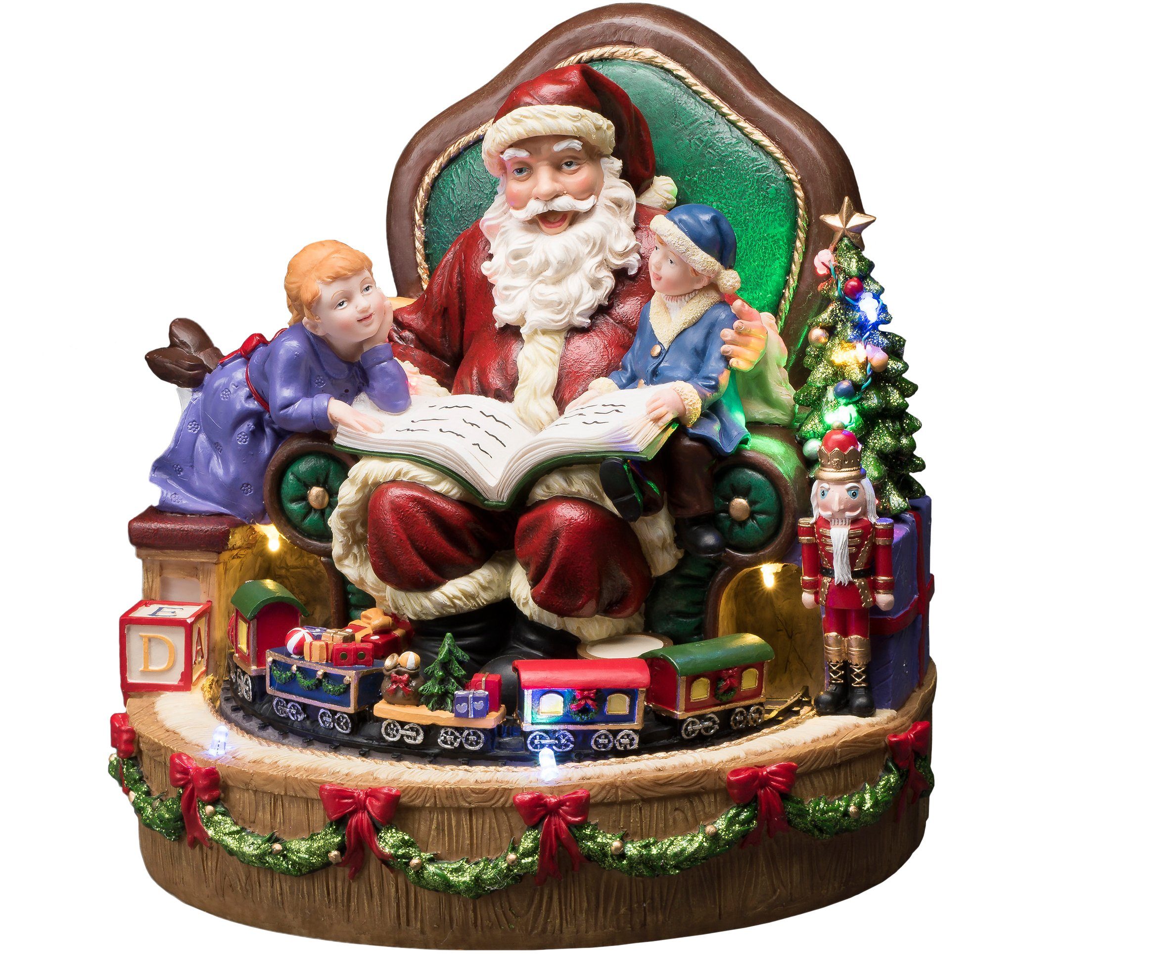 KONSTSMIDE Weihnachtsfigur Weihnachtsdeko (1 St), LED Szenerie Weihnachtsmann mit Kindern und Zug