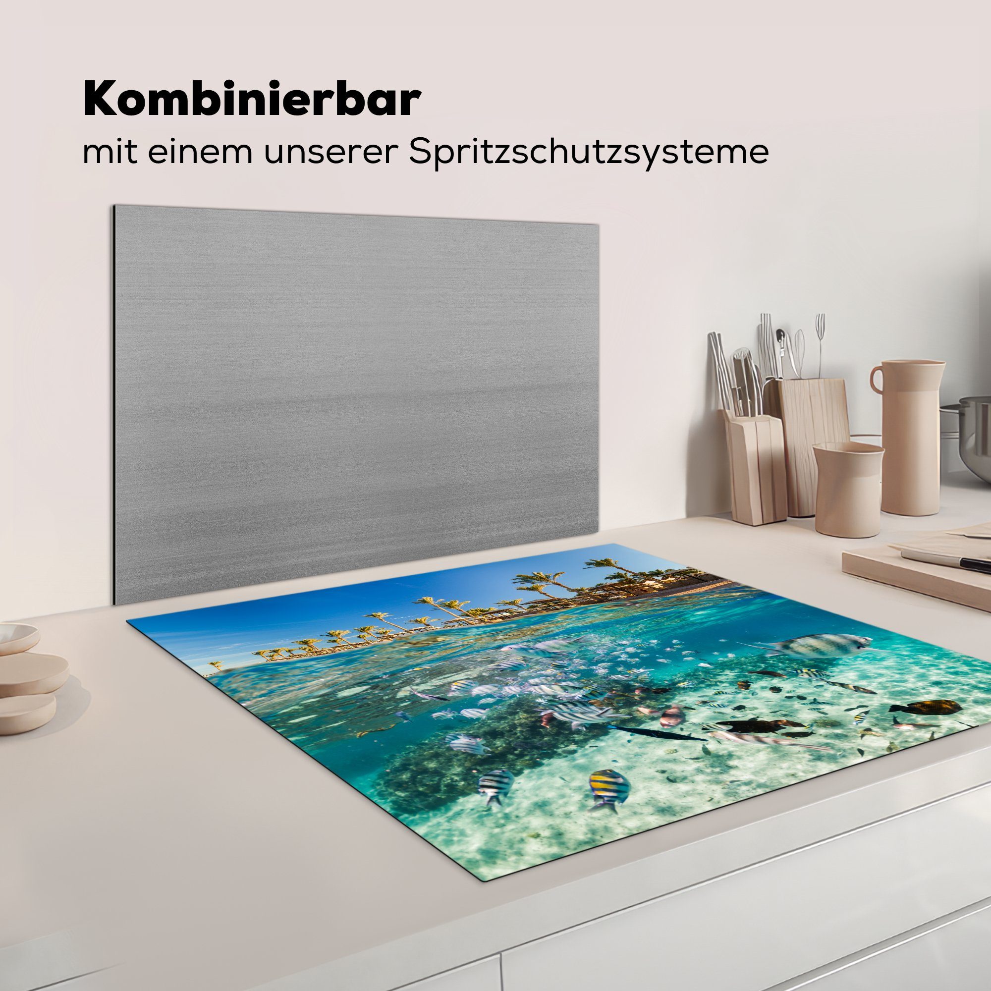 Ägypten, cm, tlg), Ceranfeldabdeckung, MuchoWow 78x78 (1 Arbeitsplatte Vinyl, - küche Herdblende-/Abdeckplatte Fisch Meer für -