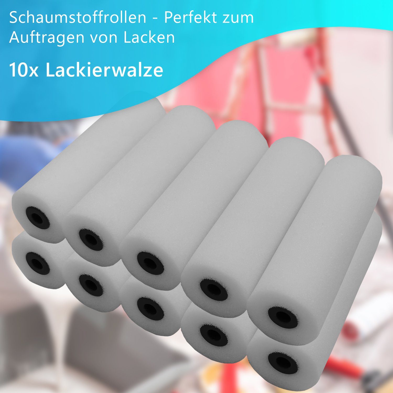NYVI Malerset Lackierset DIY Essential - Lackier Farbroller Set zum Streichen, (Set, 1-tlg., Farbwanne, Farbroller Bügel, Lackierwalze), 14tlg. Lackier Set Male – Bild 4 von 5