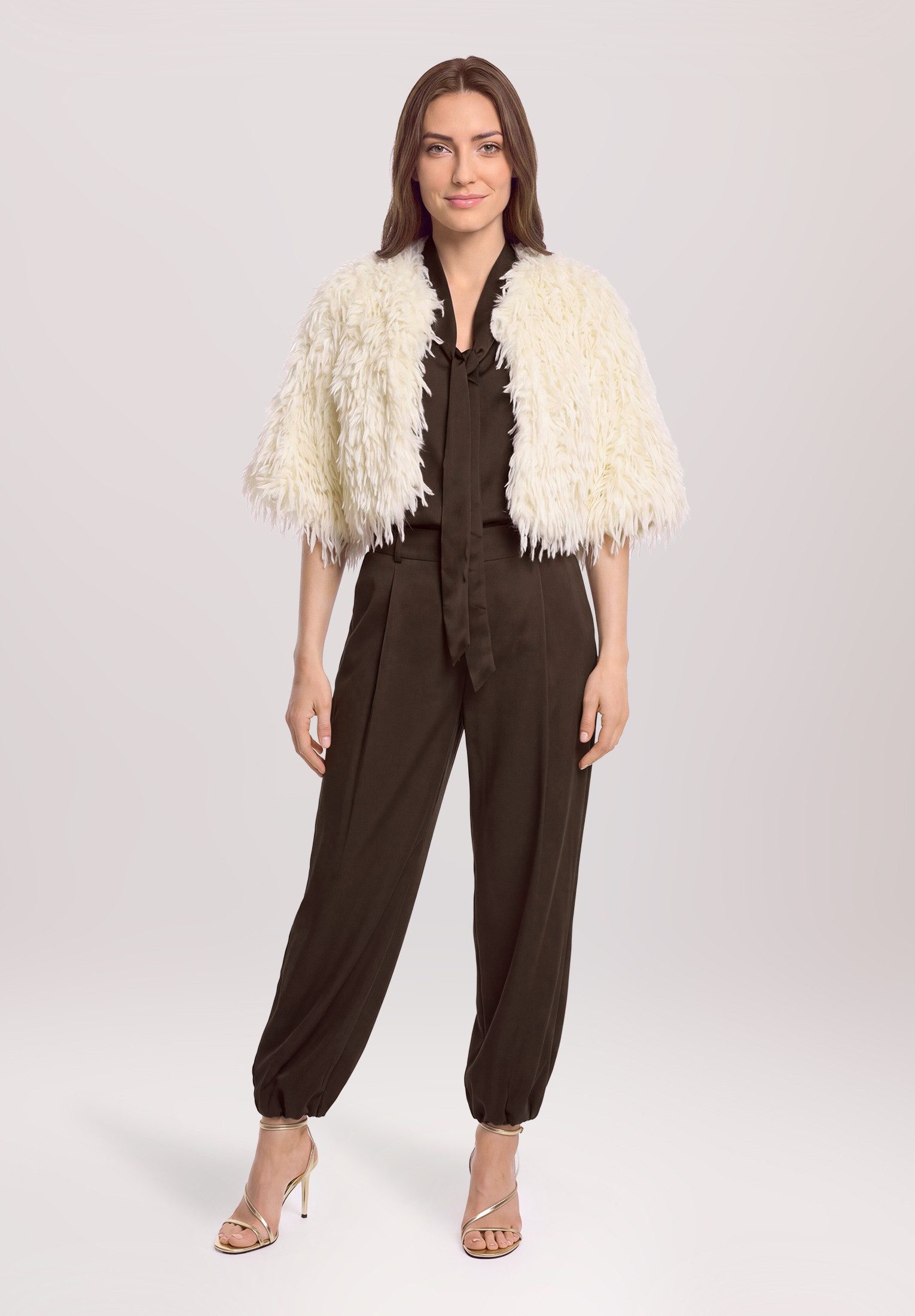 Vera Mont Fellimitatjacke Damen mit Fransen