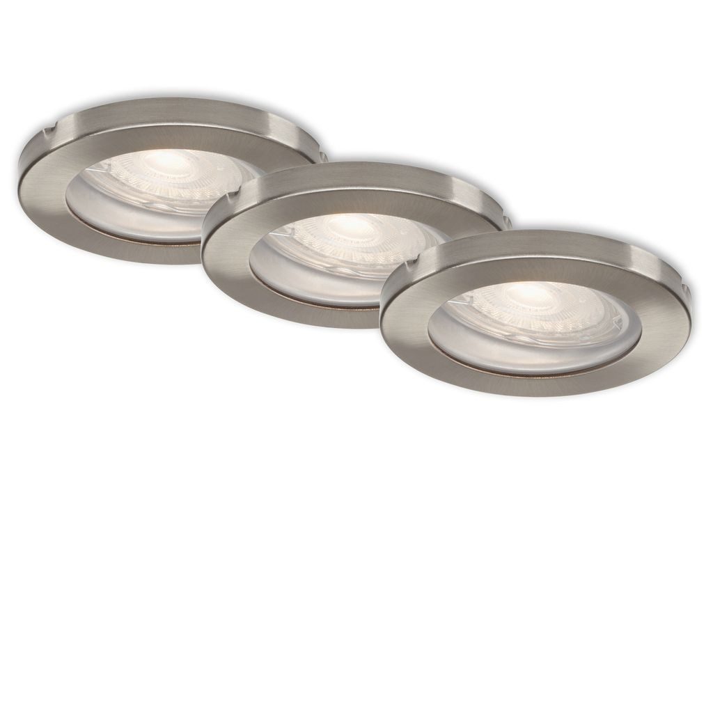 Briloner Leuchten LED Einbaustrahler 7181-032, LED wechselbar, 2700K - Extra-Warmweiß, 3er Set, schwenkbar, IP44, matt-nickel, GU10, 8,5 cm