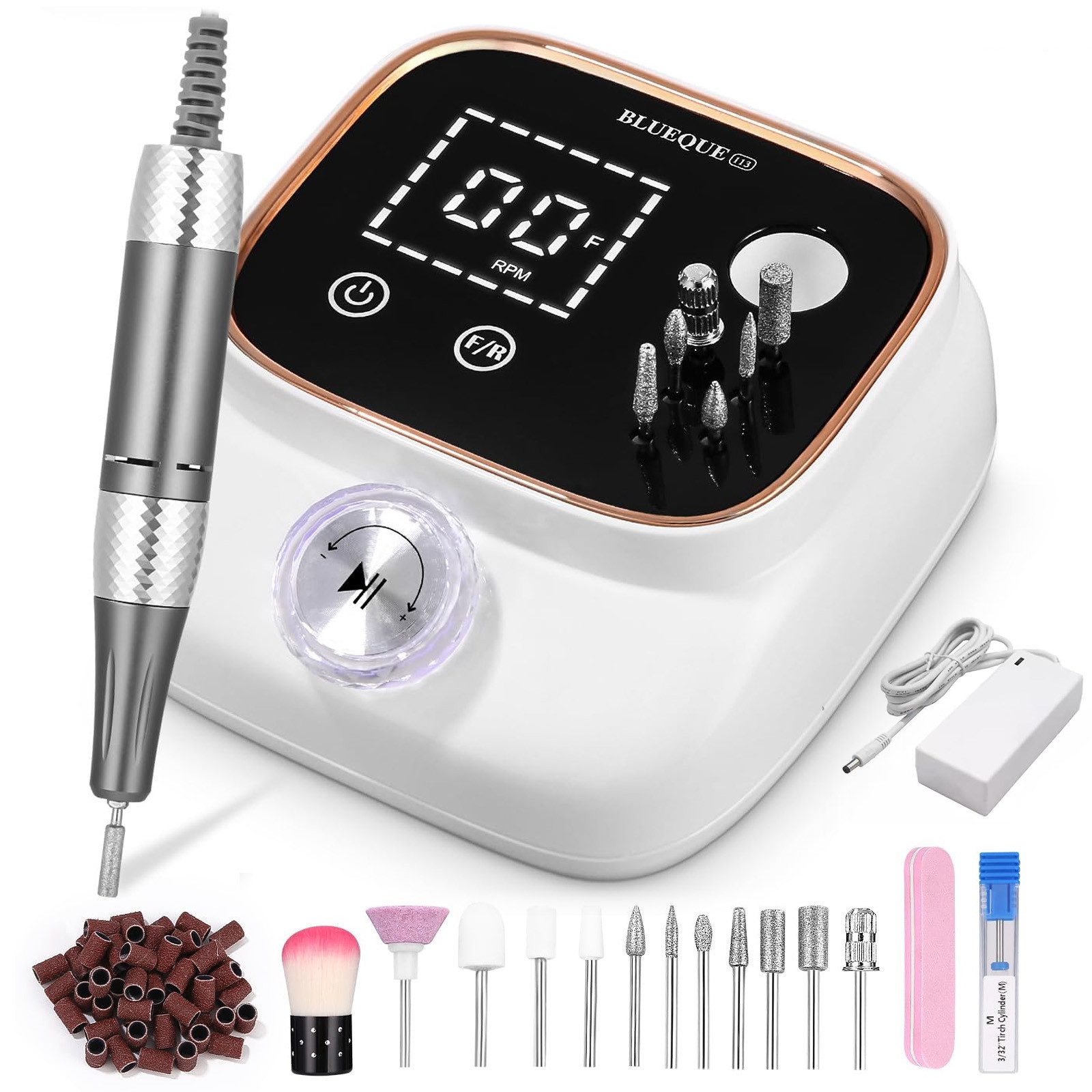 AKKEE Maniküre-Pediküre-Set Profi Elektrische Nagelfräser 45000RPM,Fräser für Gelnägel, mit Lcd-Display