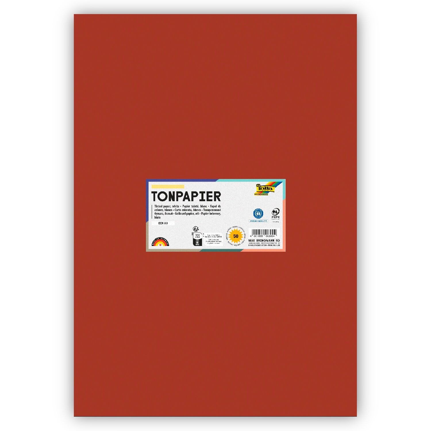 Folia Bastelkartonpapier folia Tonpapier braun 130 g/qm 50 St.