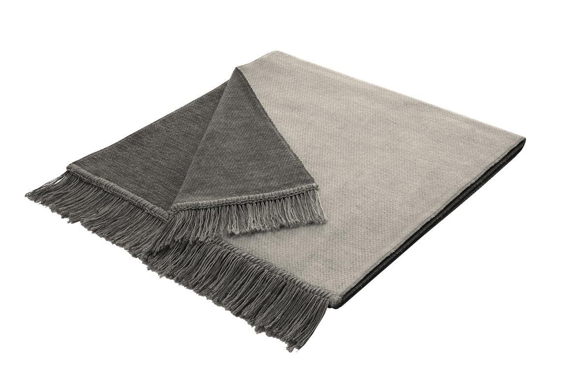 Wolldecke Biederlack Tagesdecke Kuscheldecke 50 x 200 cm Cover Cotton S&P silb, Biederlack, Tagesdecke Kuscheldecke Decke Wohndecke