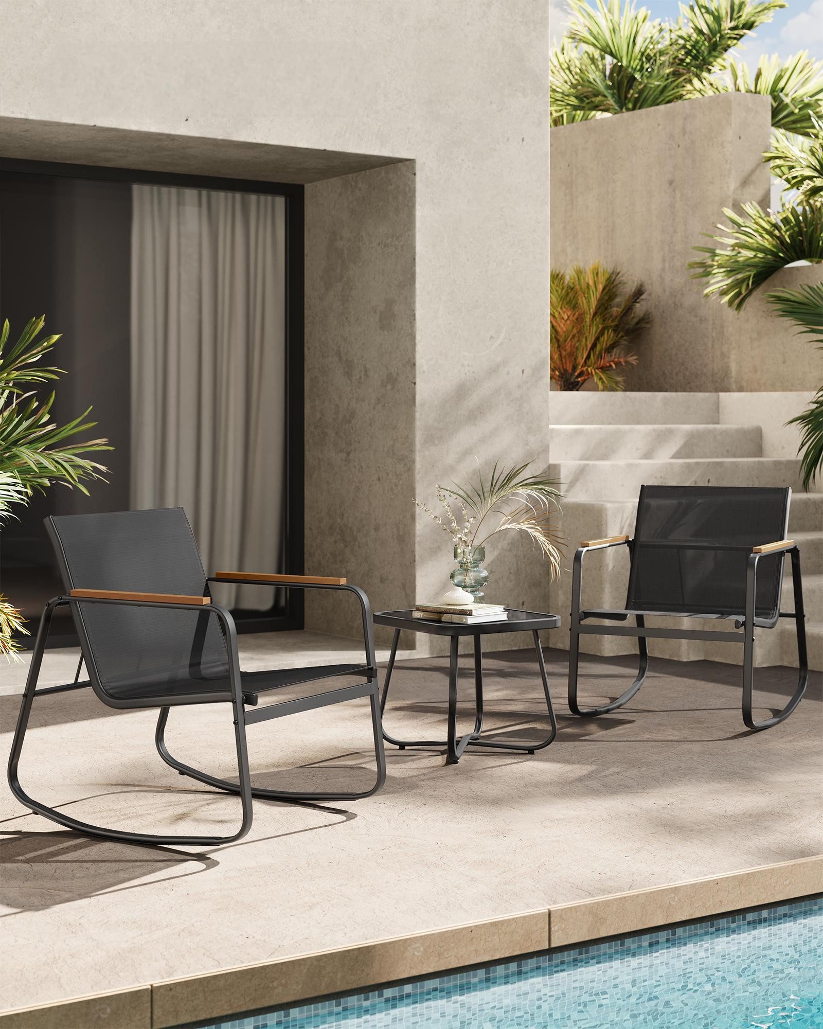 SONGMICS Gartenlounge-Set, (3-tlg., 2 Schaukelstuhl, 1 günstig online kaufen