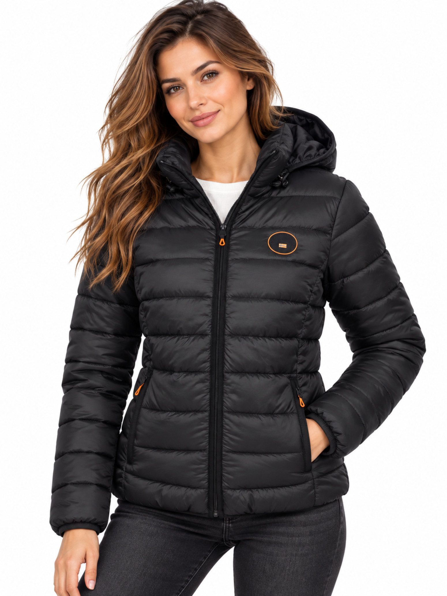 Geographical Norway Steppjacke Damen Herbst Winter jacke Stepp Outdoor leicht Kapuzenjacke Übergangs
