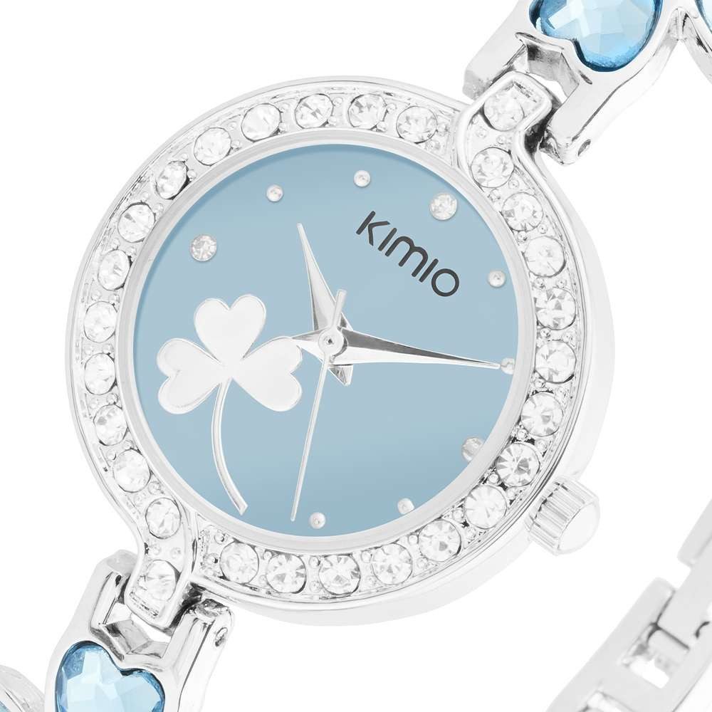 Taffstyle Quarzuhr Damen Armbanduhr mit Kristallen und Glücksbringer Kleeblatt, (Elegante Damen Uhr mit Kleeblatt Design und Metallarmband - Geschenkidee)
