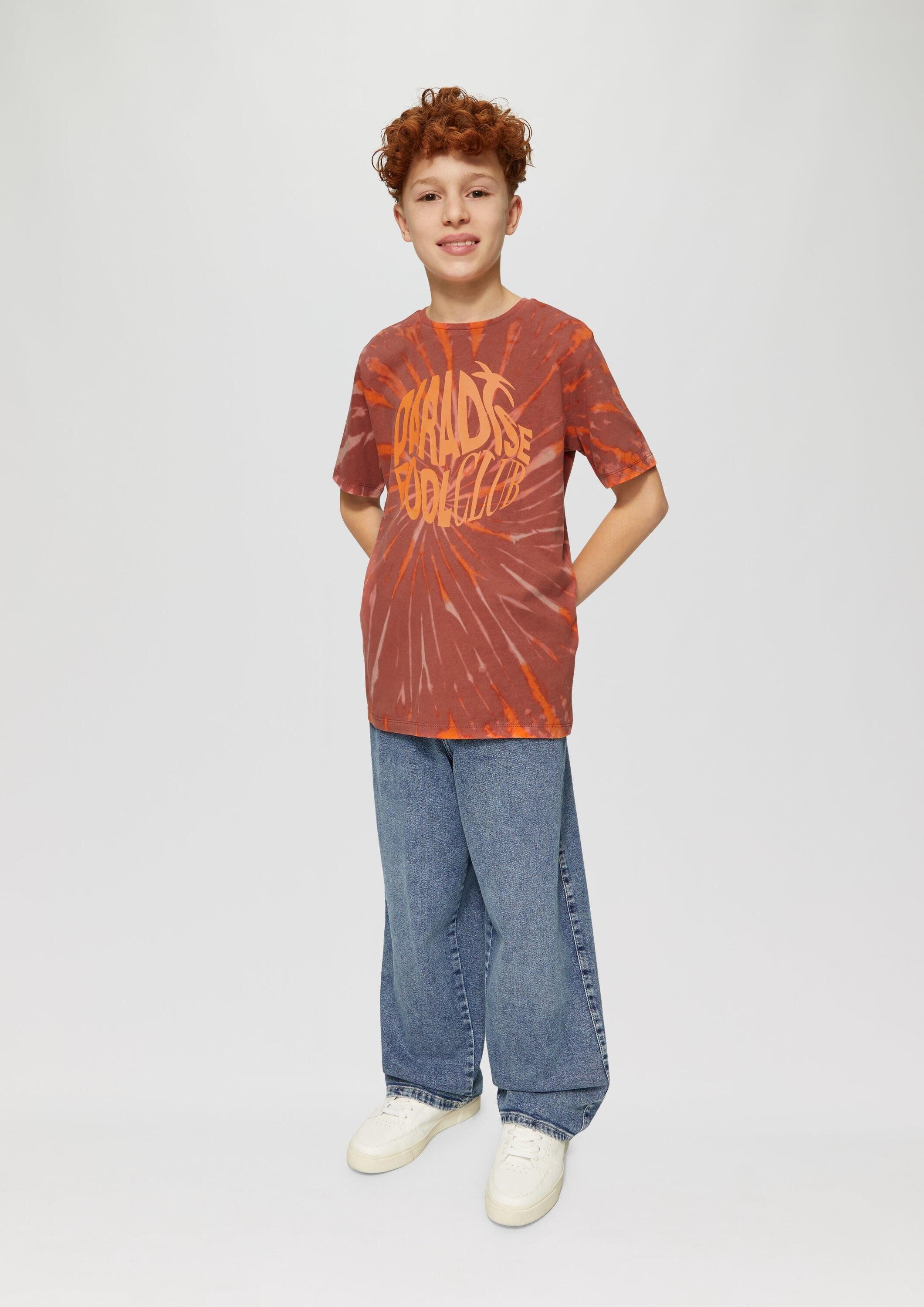 s.Oliver Kurzarmshirt T-Shirt T-Shirt mit Batikmuster und Frontprint
