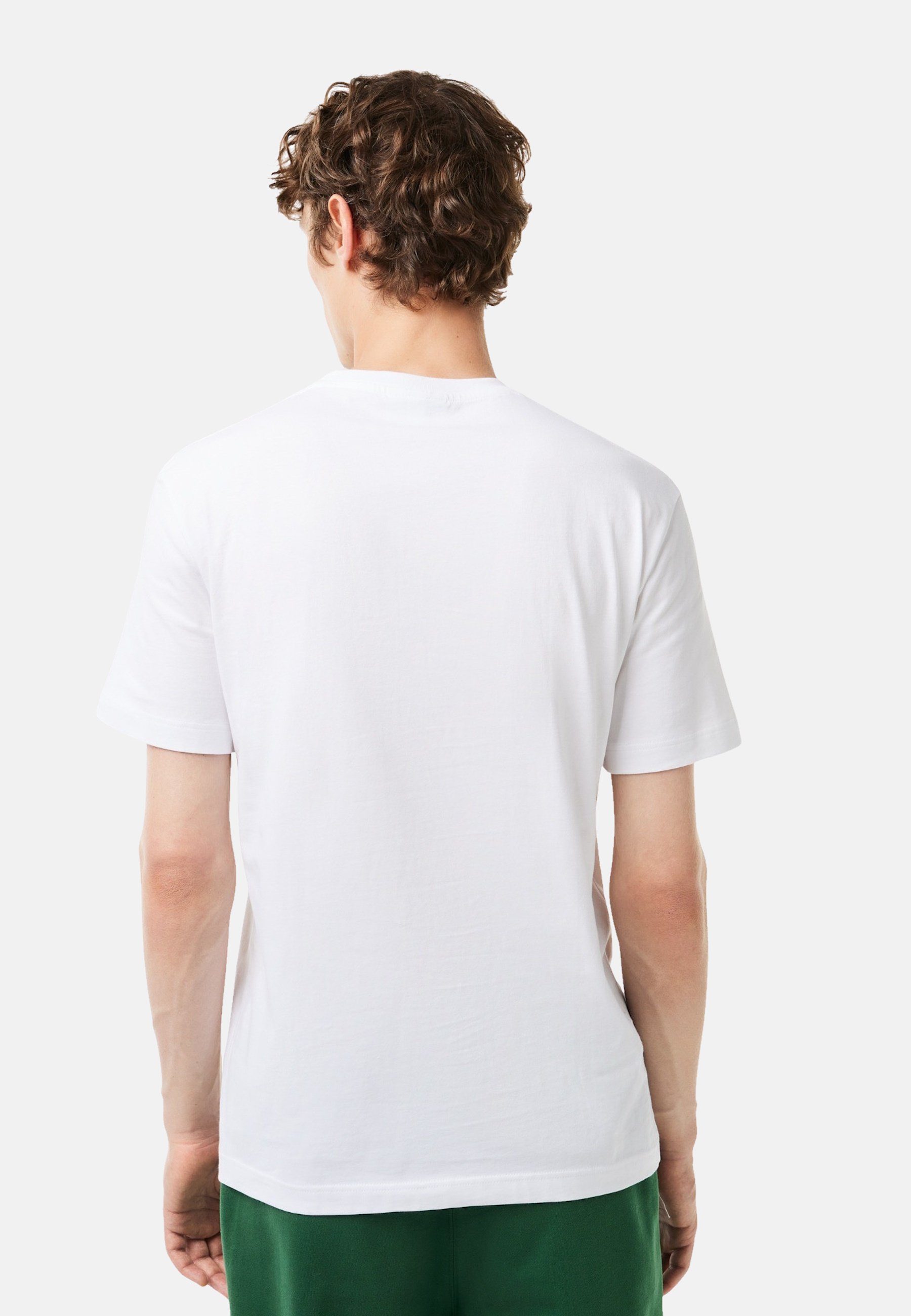 mit Rundhalsausschnitt Kurzarmshirt schwarz T-Shirt Lacoste (1-tlg) T-Shirt und