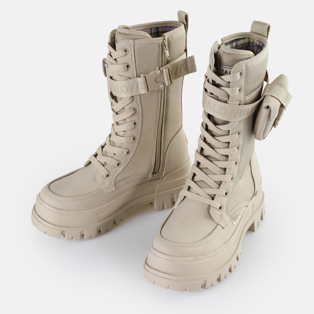 Buffalo ASPHA COM HI Schnürstiefel Schnürboots, Plateaustiefel mit kleinem Täschchen am Schaft