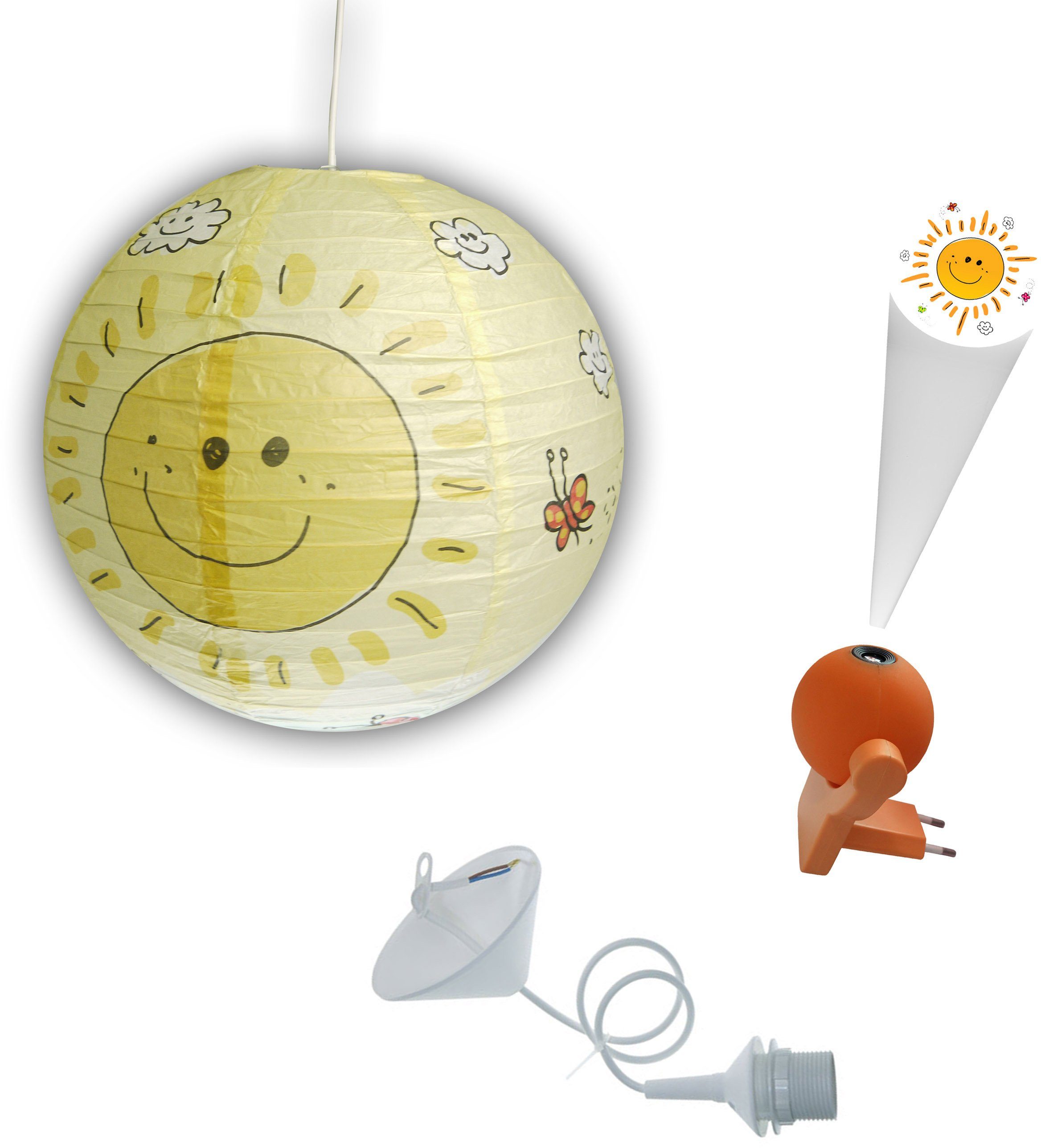 niermann LED Nachtlicht Sunny, integriert, Papier-Pendelleuchte LED Bundle 1 x Sunny x (Set), fest 1 Steckernachtlicht