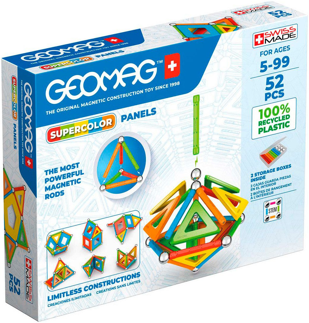 Geomag™ GEOMAG™ Supercolor Panels Recycled Magnetspielbausteine, (52 St)