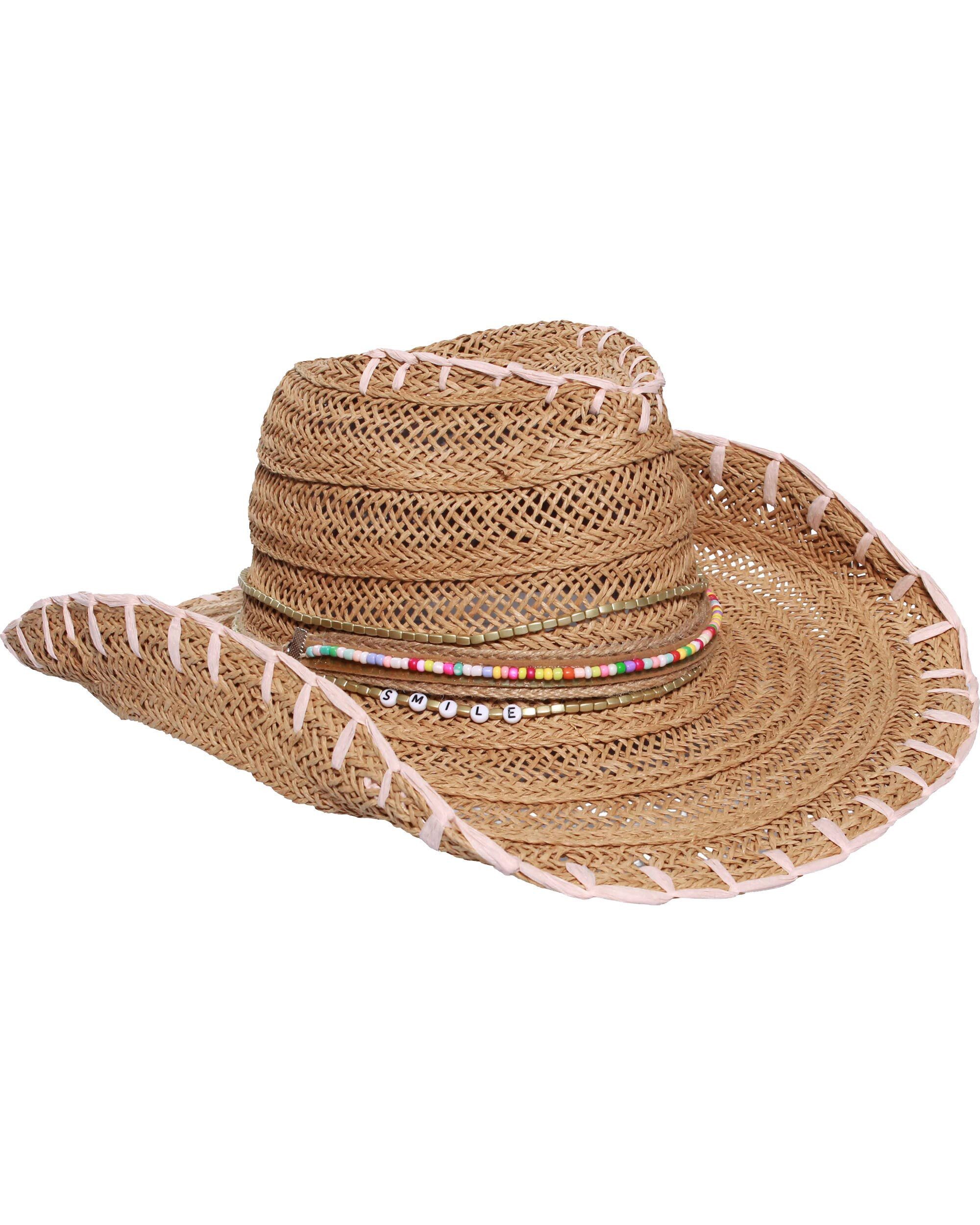 Loevenich Sonnenhut Loevenich Cowboyhut im Boho-Style mit Schriftzug „Smile“ (keine)