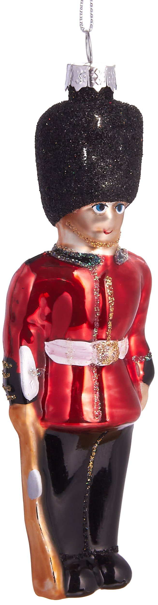 BRUBAKER Christbaumschmuck Mundgeblasene Weihnachtskugel Grenadier Guard, Englischer Soldat Weihnachtsschmuck aus Glas, handbemalt - Lustige Weihnachtskugel 14 cm