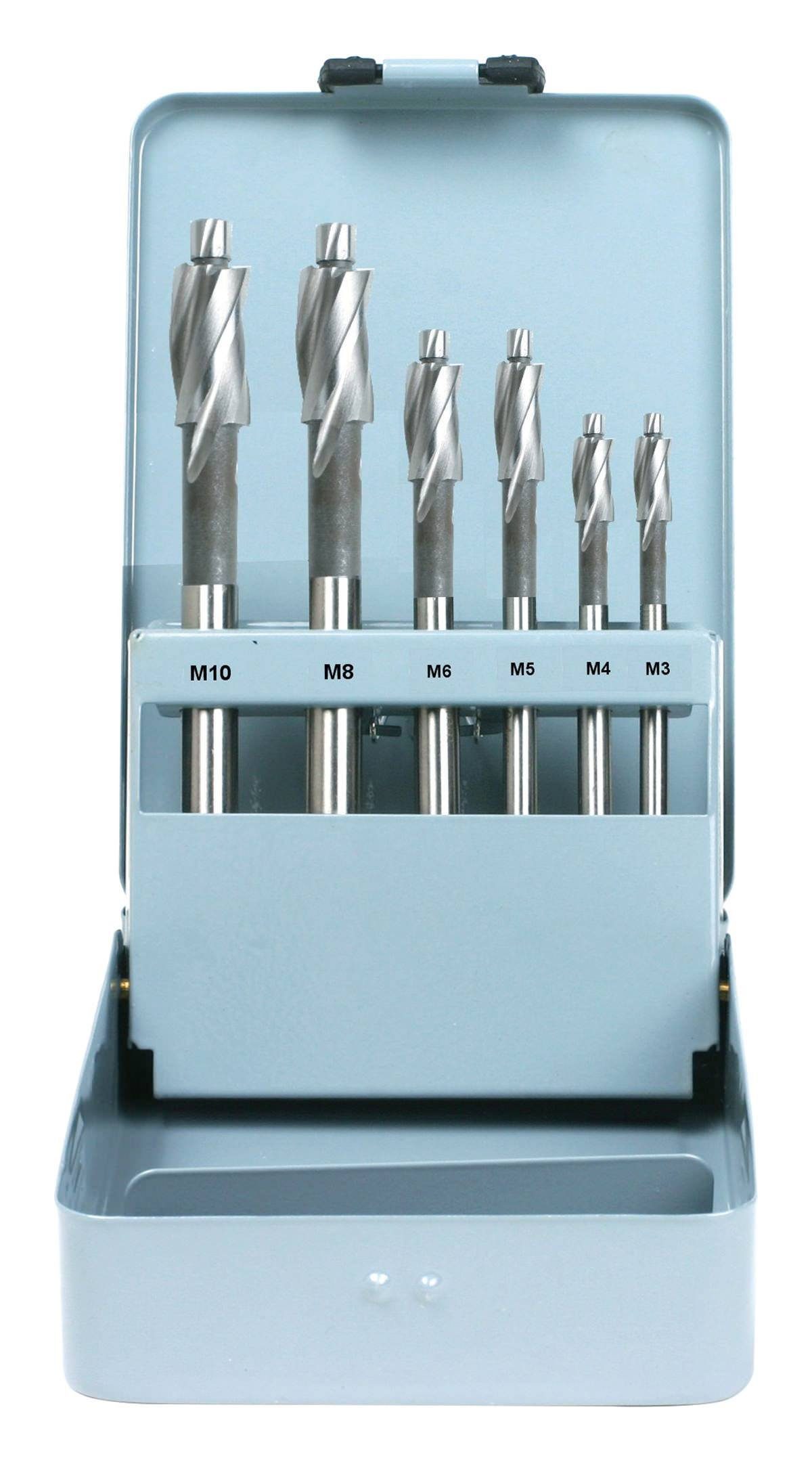 fortis Metallbohrer, Flachsenker-Satz K in Metallkassette M3 - M12 Metall HSS