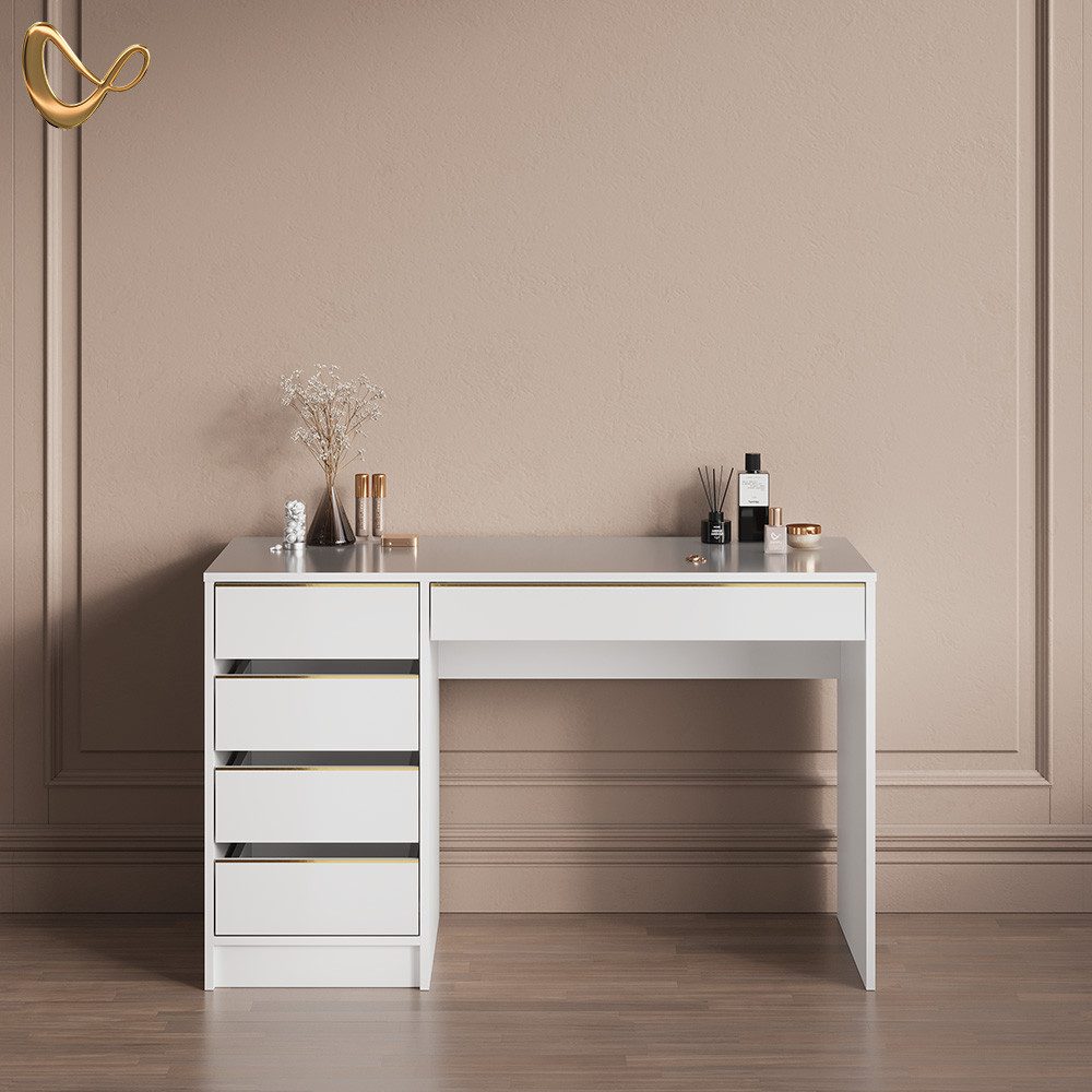Livinity® Schminktisch Imola, Weiß/Gold/Gold, ohne Spiegel günstig online kaufen