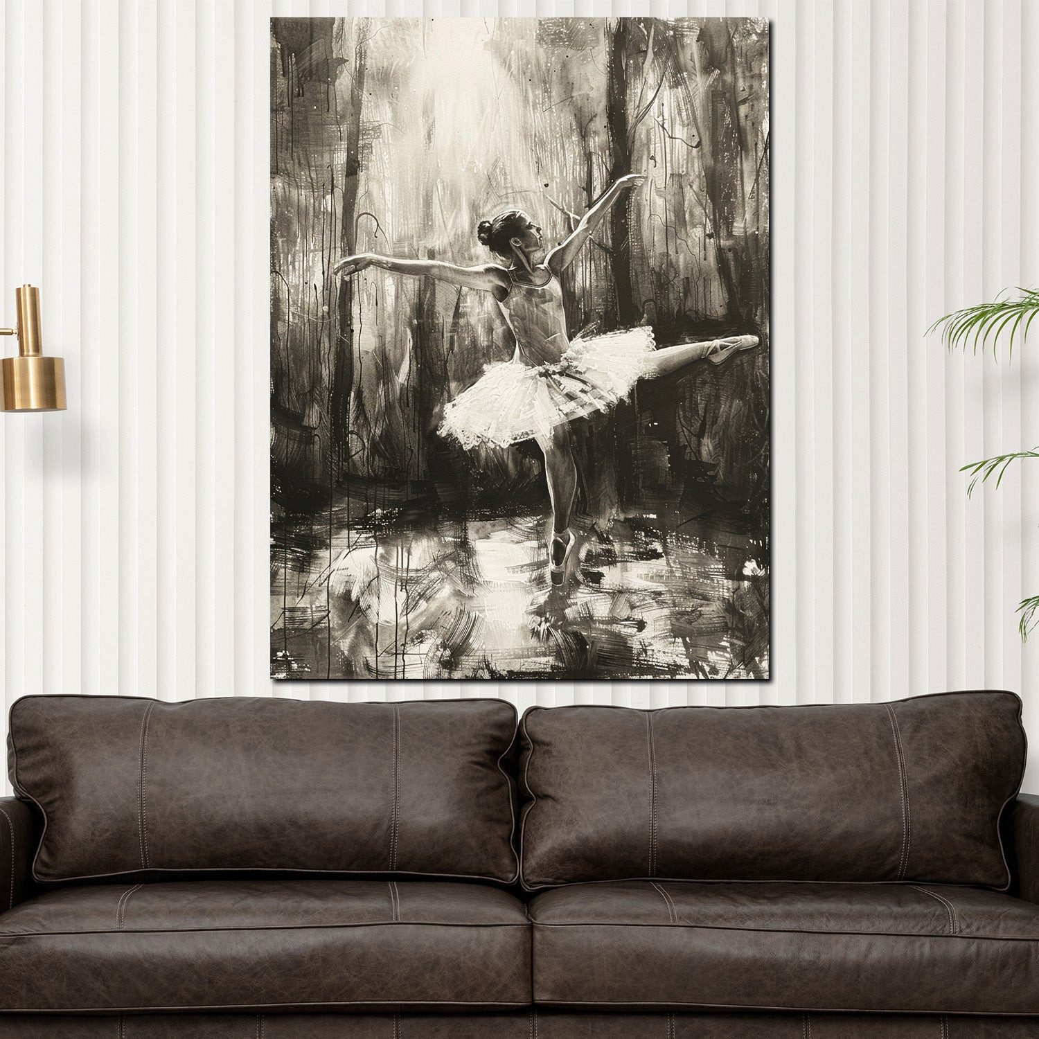 Artedinoi Leinwandbild Ballerina klassisch Schwarz-Weiß Tusche Leinwandbild Wandbild XXL, Ballerina, Schwarz-Weiß