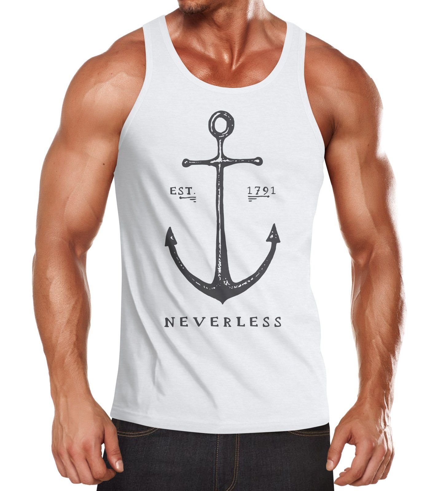 Neverless Tanktop Herren Tank-Top Anker Muskelshirt Muscle Shirt Achselshirt Neverless® mit Print