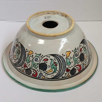 Casa Moro Waschbecken Orientalisches Keramik-Waschbecken Fes124 Ø 35 cm bunt rund (Marokkanische Handwaschbecken handgefertigt und handbemalt), für Küche Badezimmer Gäste-Bad Kunsthandwerk WB35124