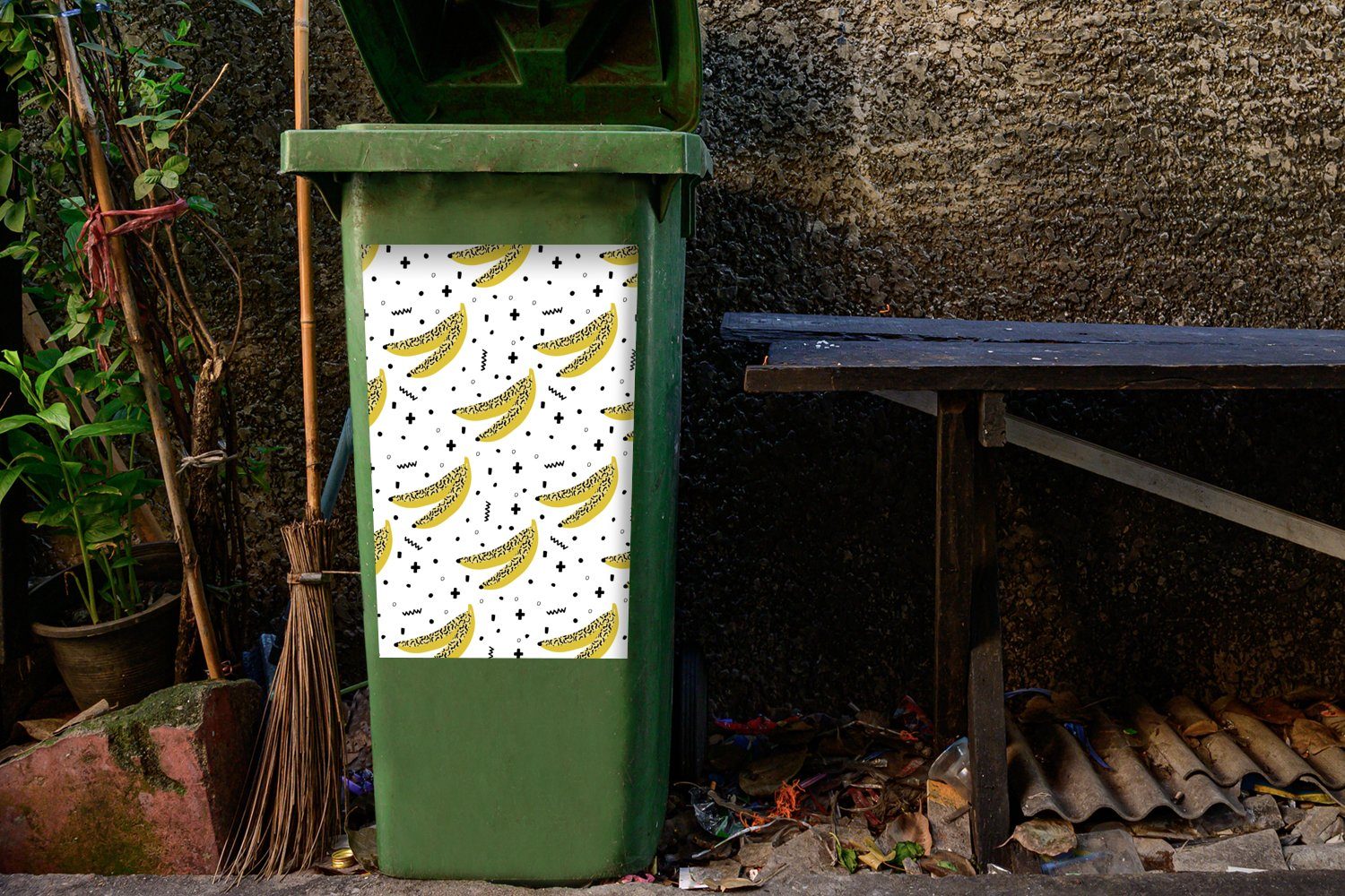 - Abfalbehälter MuchoWow (1 Sticker, Bananen St), Wandsticker Container, - Mülltonne, Muster Obst Mülleimer-aufkleber,