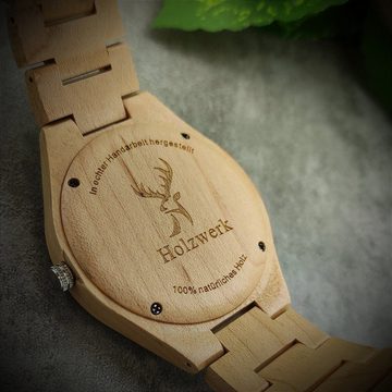 Holzwerk Quarzuhr BREISGAU Damen & Herren Epoxidharz Holz Armband Uhr, beige & türkis