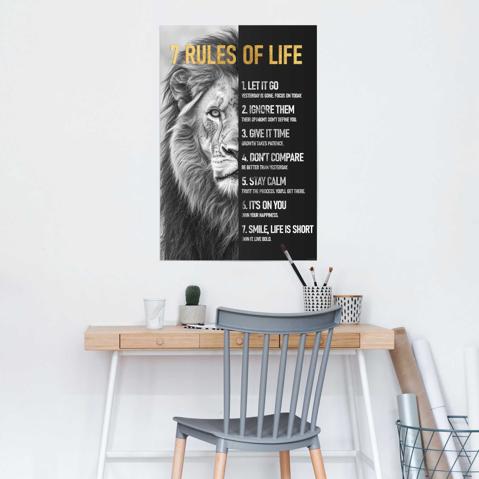 Reinders! Poster Regeln des Lebens, Hobbyraum - Schwarz-Weiß - 150 gr. Papi günstig online kaufen