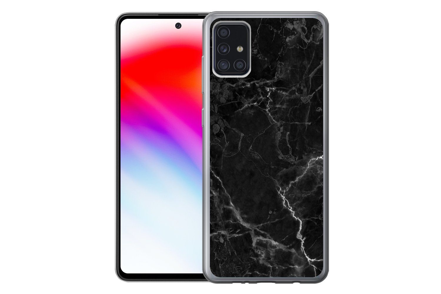 MuchoWow Handyhülle für Samsung Galaxy A52 5G Marmor - Schwarz - Weiß - Textur - Marmoropt, Smartphone-Bumper, Print, Handy Schutzhülle Dünn