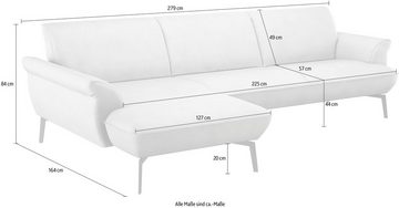 himolla Ecksofa himolla 9900, Recamiere rechts o. links, Füße Aluminium, ohne Hocker