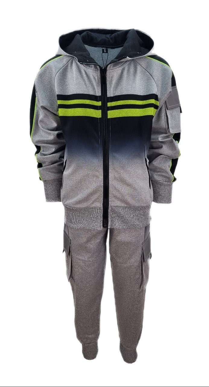 Hessis Freizeitanzug Jungen/Mädchen Trainingsanzug Freizeitanzug JF30 (Set, Jacke mit Jogginghose), Bestehend aus Jacke und Jogginghose, Cargotaschen mit Reflektor