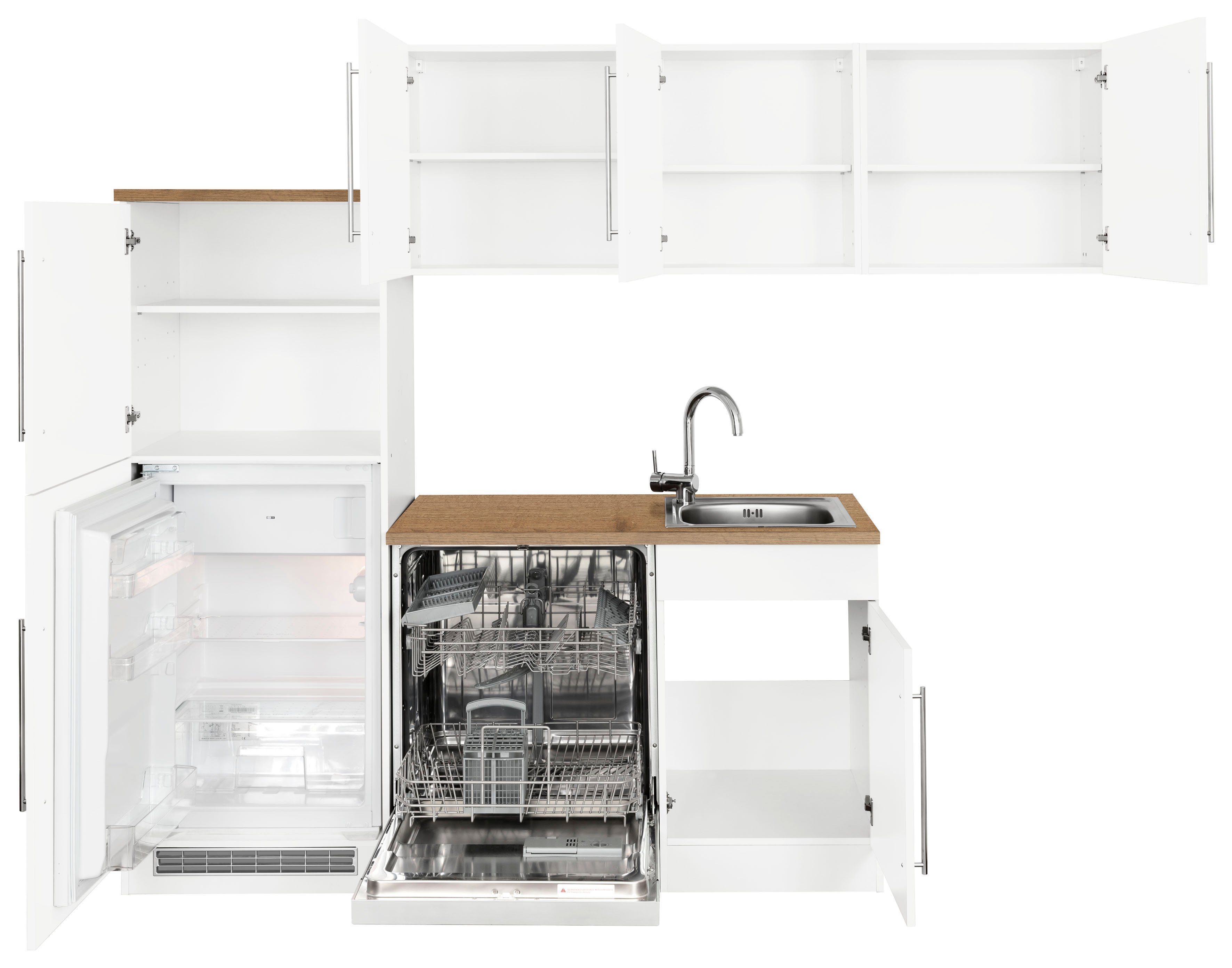 KOCHSTATION Winkelküche KS-Samos, Stellbreite 230x170 cm, wahlweise mit E-Geräten, mit Arbeitsplatte