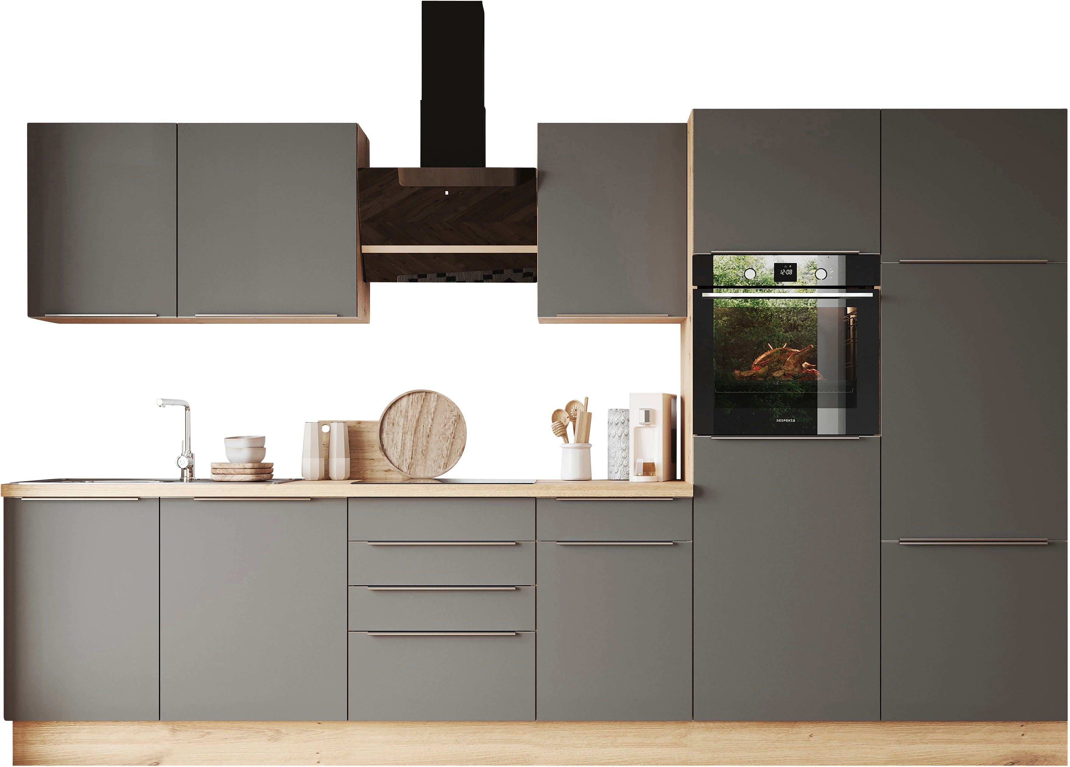 Front: Grau Matt | Korpus: Artisan Eiche Nachbildung