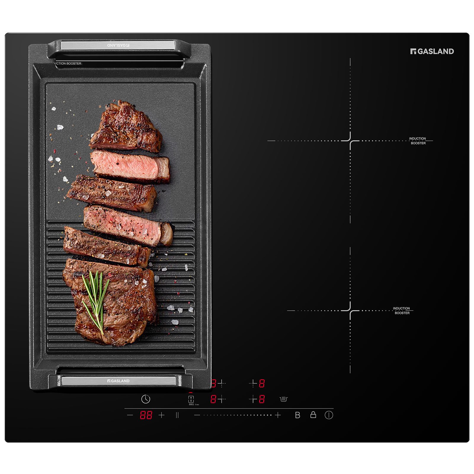 GASLAND Induktions-Kochfeld 4 Zonen Einbau Induktionskochfelder, FlexInduction für BBQ, PowerBoost schnelleres Kochen, 7000W (Ohne Bratpfanne)