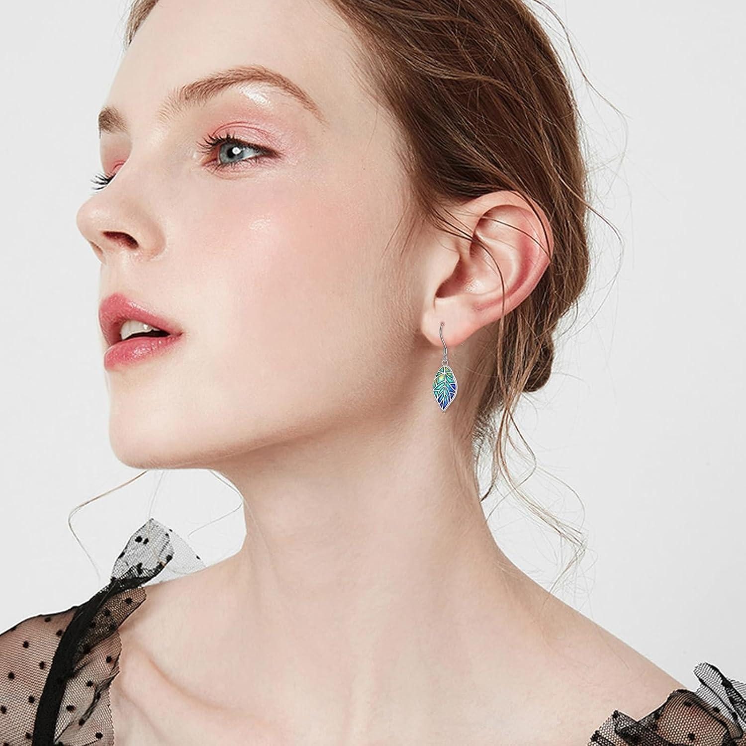 LuxusKollektion Paar Ohrhänger Ohrringe 925 Silber hängend Abalone Boho Tropfen Damen Blatt Ohrringe