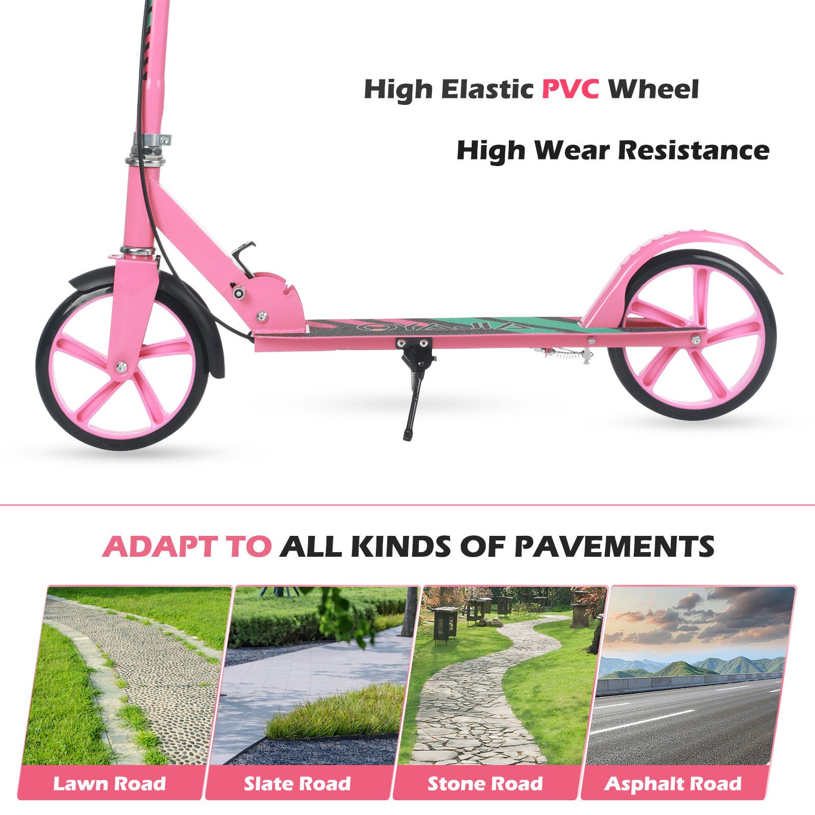oyajia Cityroller Tretroller Kickroller Cityroller Kinderroller Erwachsene Scooter, (Faltbar Tret-Roller höhenverstellbarer Cityroller), mit Klappfunktion, Kinderscooter mit PU Räder, 100kg belastbar
