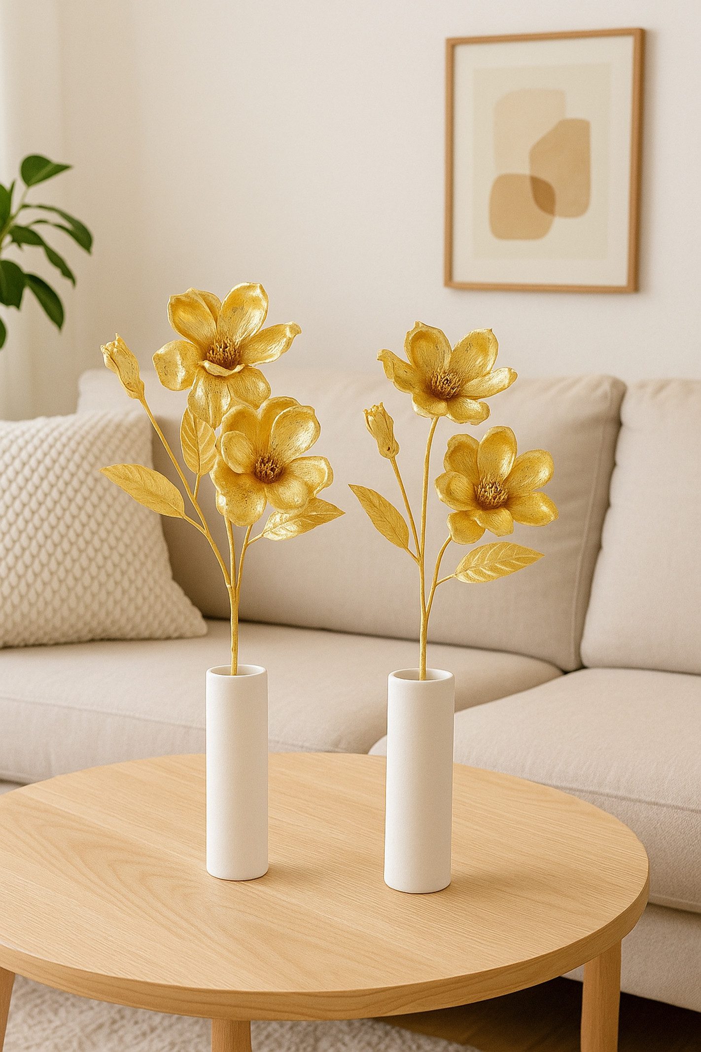 Kunstblume Magnolie, I.GE.A., Höhe 68 cm, 2er Set Dekoblume Metallic Effekt glänzende Weihnachtsdeko Blüten