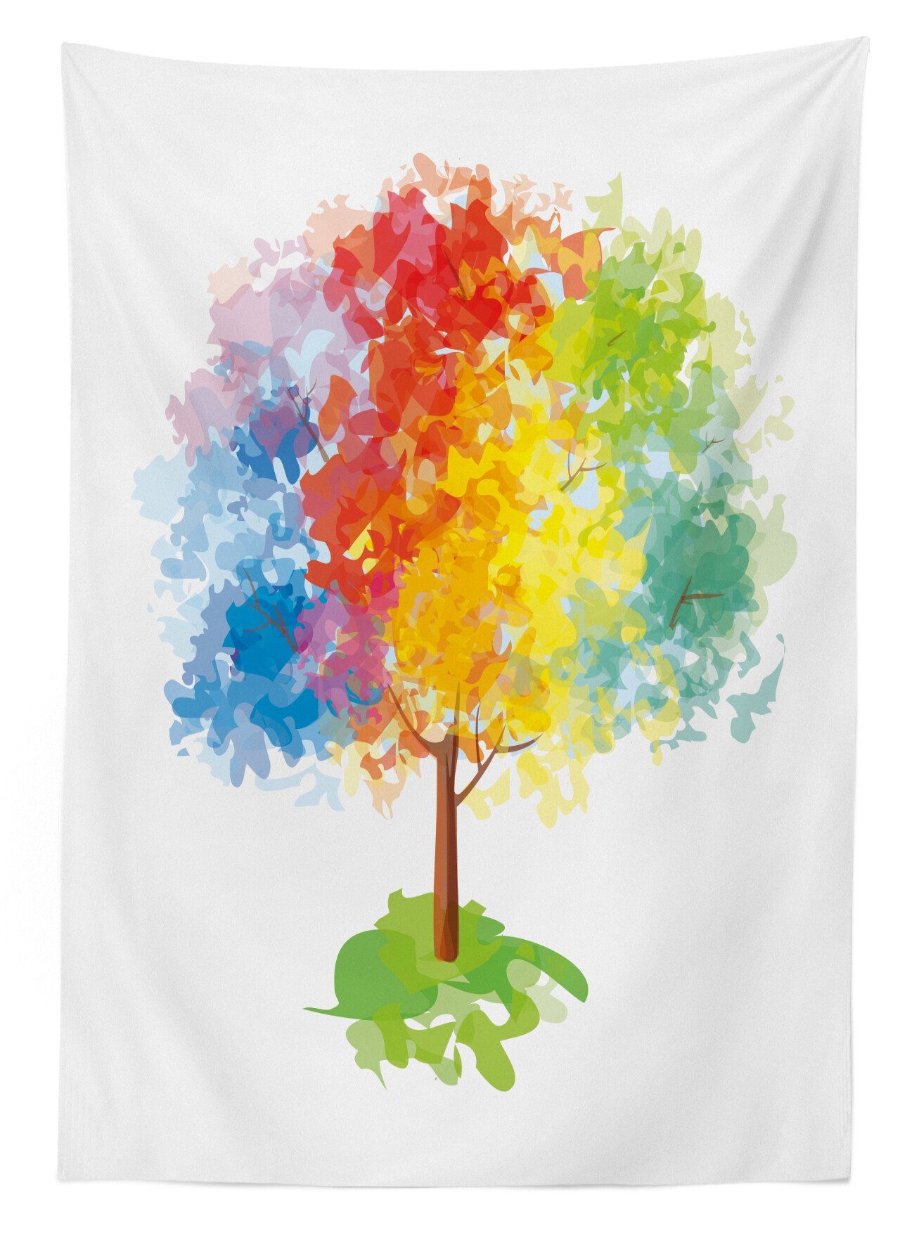 Außen Abakuhaus Farbfest den Baum Bereich Tischdecke Farben, Klare geeignet Regenbogen Natur Waschbar Abstrakte Für