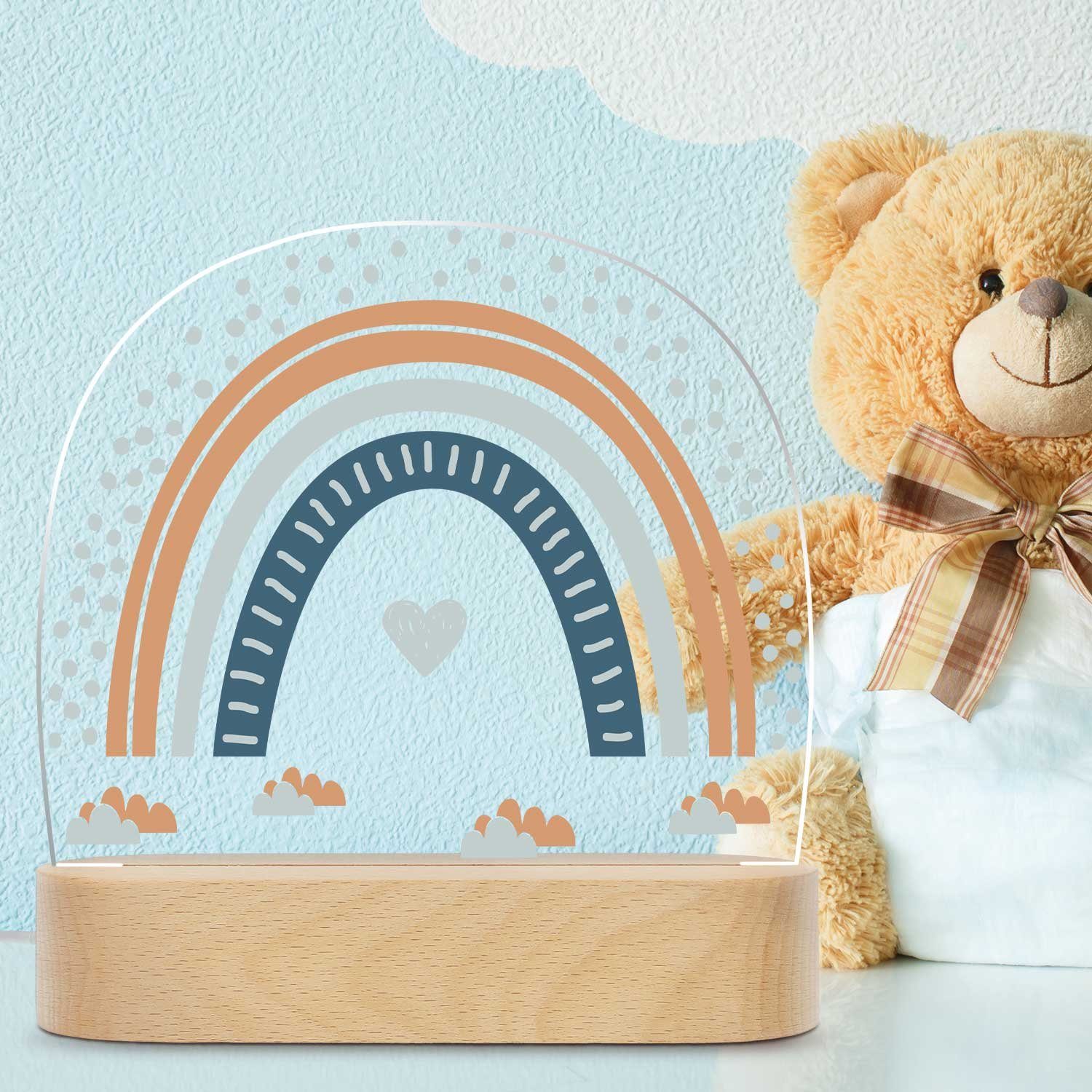 GRAVURZEILE LED Nachtlicht für Kinder, Beruhigend und Energiesparend - Regenbogen Design Blau, LED, 3 Lichtmodi: Warm- Kalt- und Mischweiß, Geschenk für Kinder & Baby