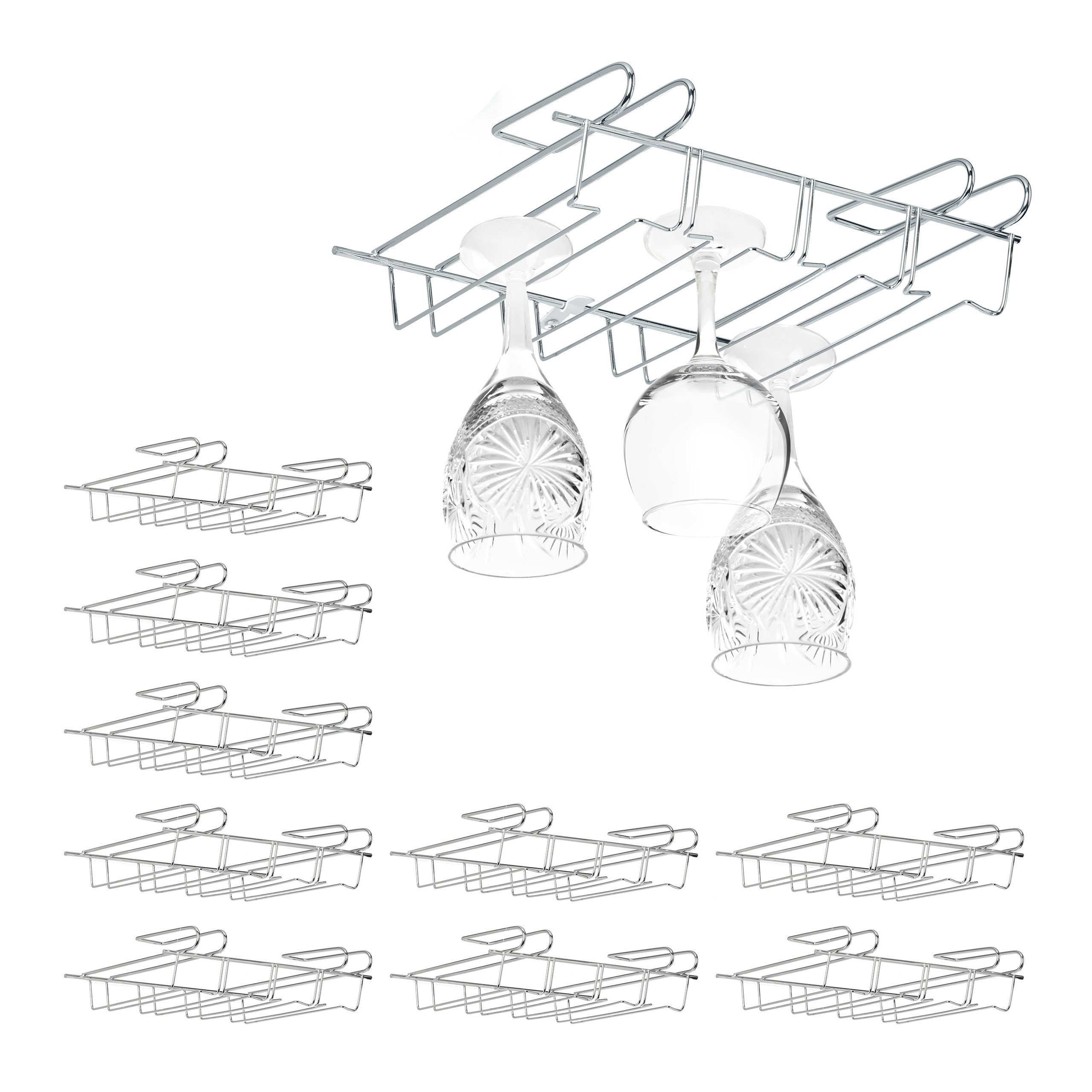 relaxdays Gläserhalter 10 x Weinglashalter Schrankeinsatz