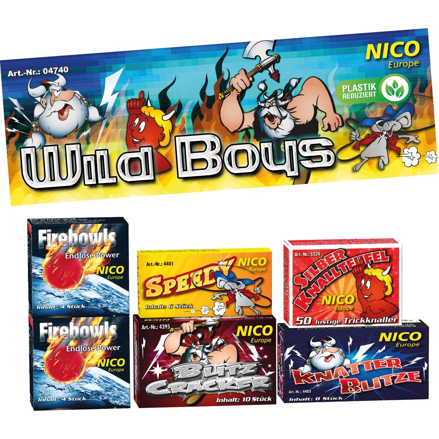 Nico Hängedekoration Jugend Feuerwerk 'Wild Boys!, 6 Schachteln im Set